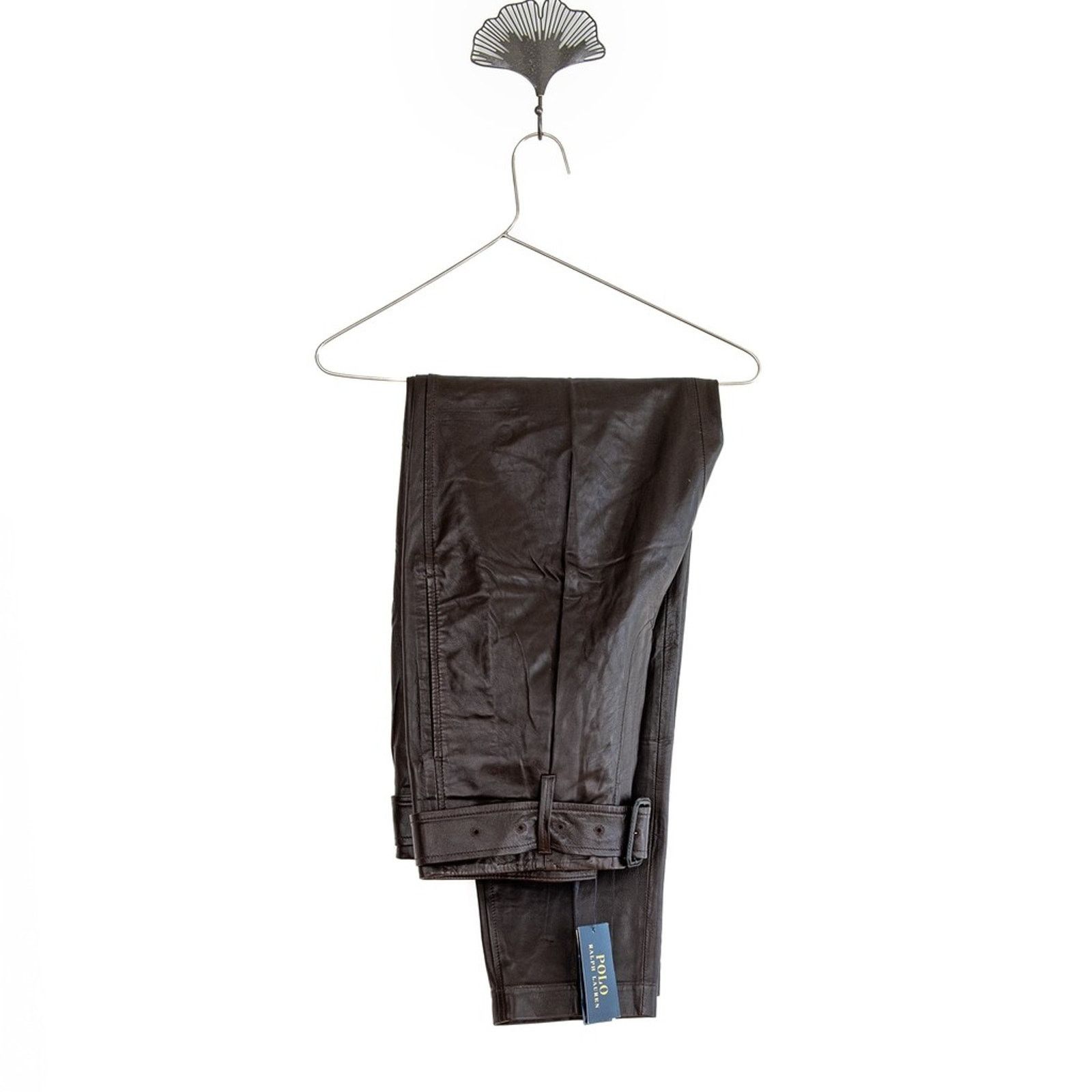 Polo Ralph Lauren NWT Polo Ralph Lauren Lambskin High-Rise Pants Brown Size 12 Size 34" / US 12 / IT 48 - 3 Thumbnail