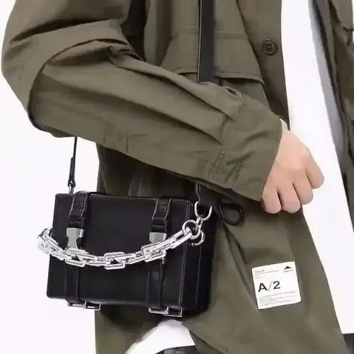 Japanese Brand Y2K PU leather buckle chain shoulder box bag Size ONE SIZE - 4 Thumbnail