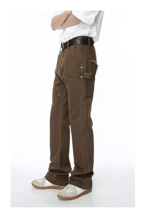 Japanese Brand Retro trend washed multi-pocket work jeans Size US 32 / EU 48 - 3 Thumbnail