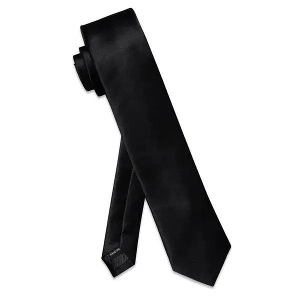 Japanese Brand Luxury Skinny Solid Black Neck Tie Set Mens Size ONE SIZE - 3 Thumbnail