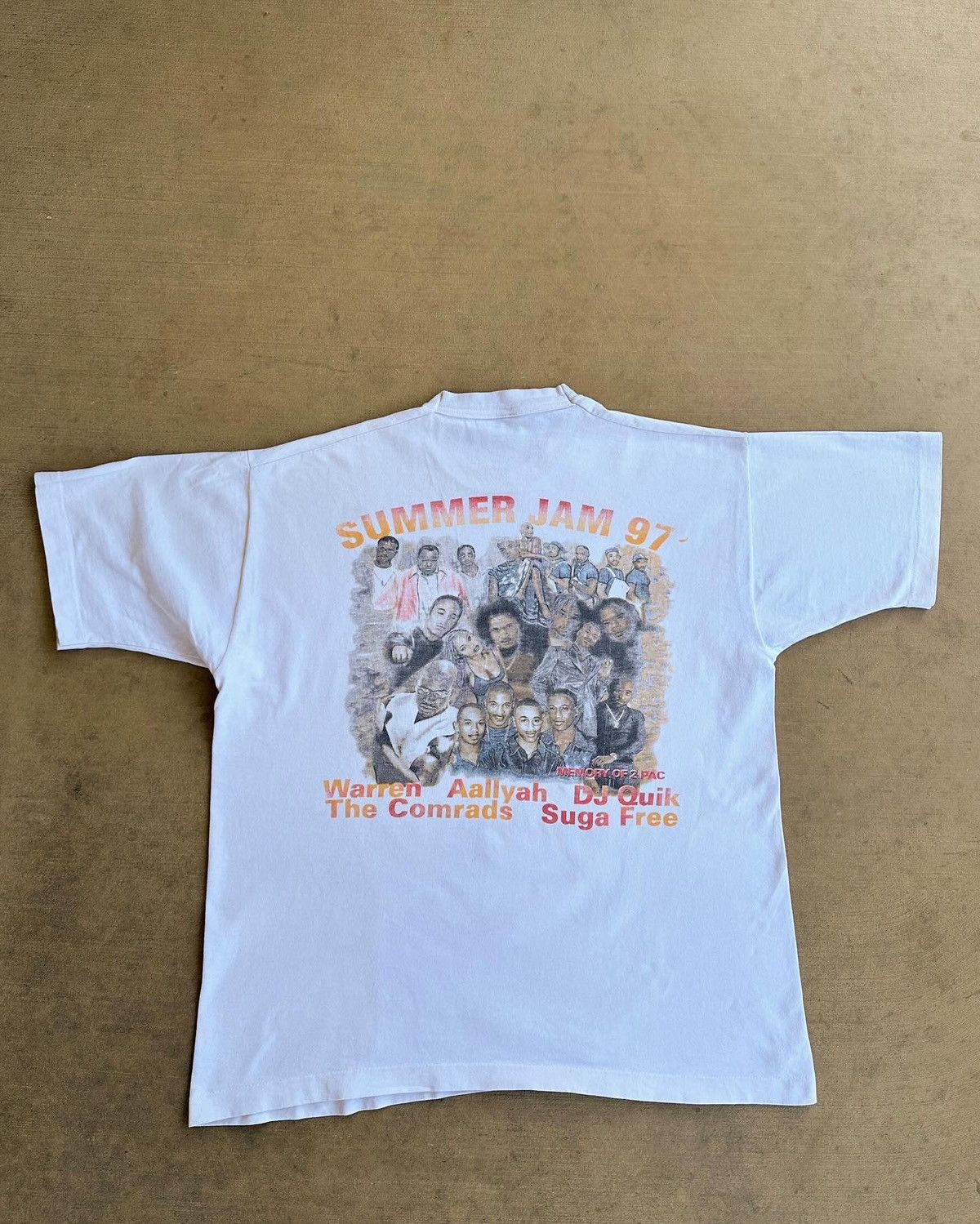 image of 1997 92.3 The Beat Summer Jam Vintage Tupac Rap T Shirt in White, Men's (Size XL)