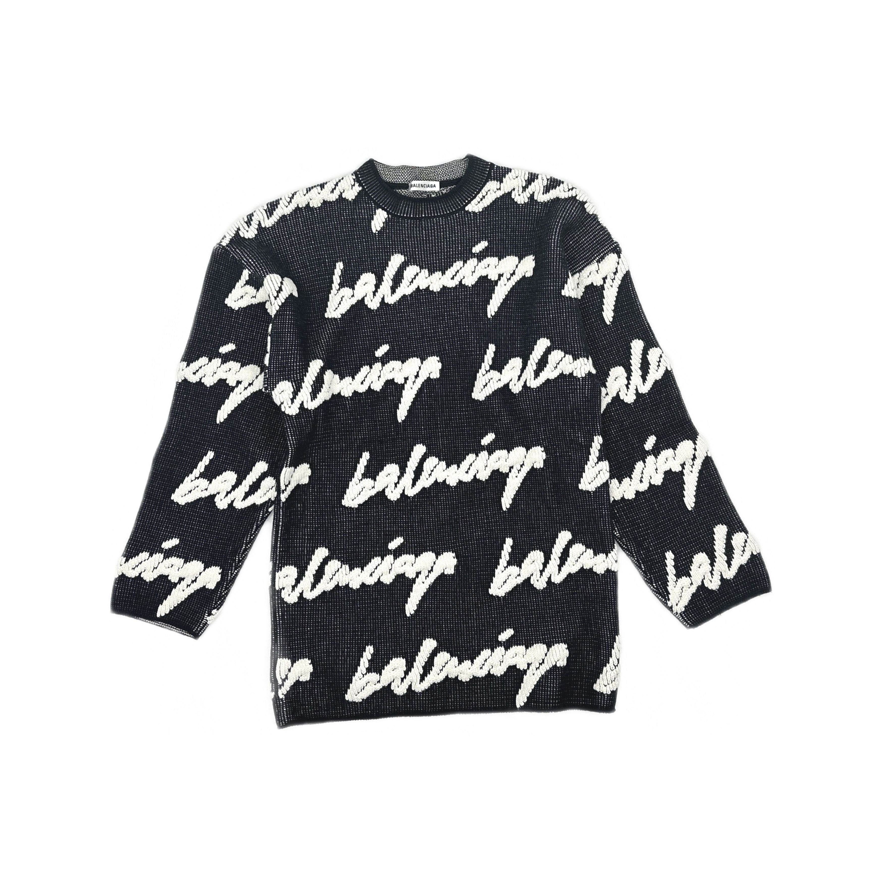 Balenciaga Balenciaga All-Over Logo Knit Sweater Size XS Size XS / US 0-2 / IT 36-38 - 1 Thumbnail