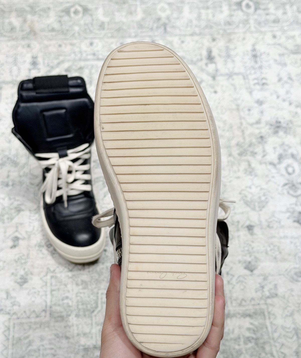 Rick Owens Rick Owens Geobasket black and white high-top glossy cowhide Size US 6.5 / IT 36.5 - 8 Thumbnail