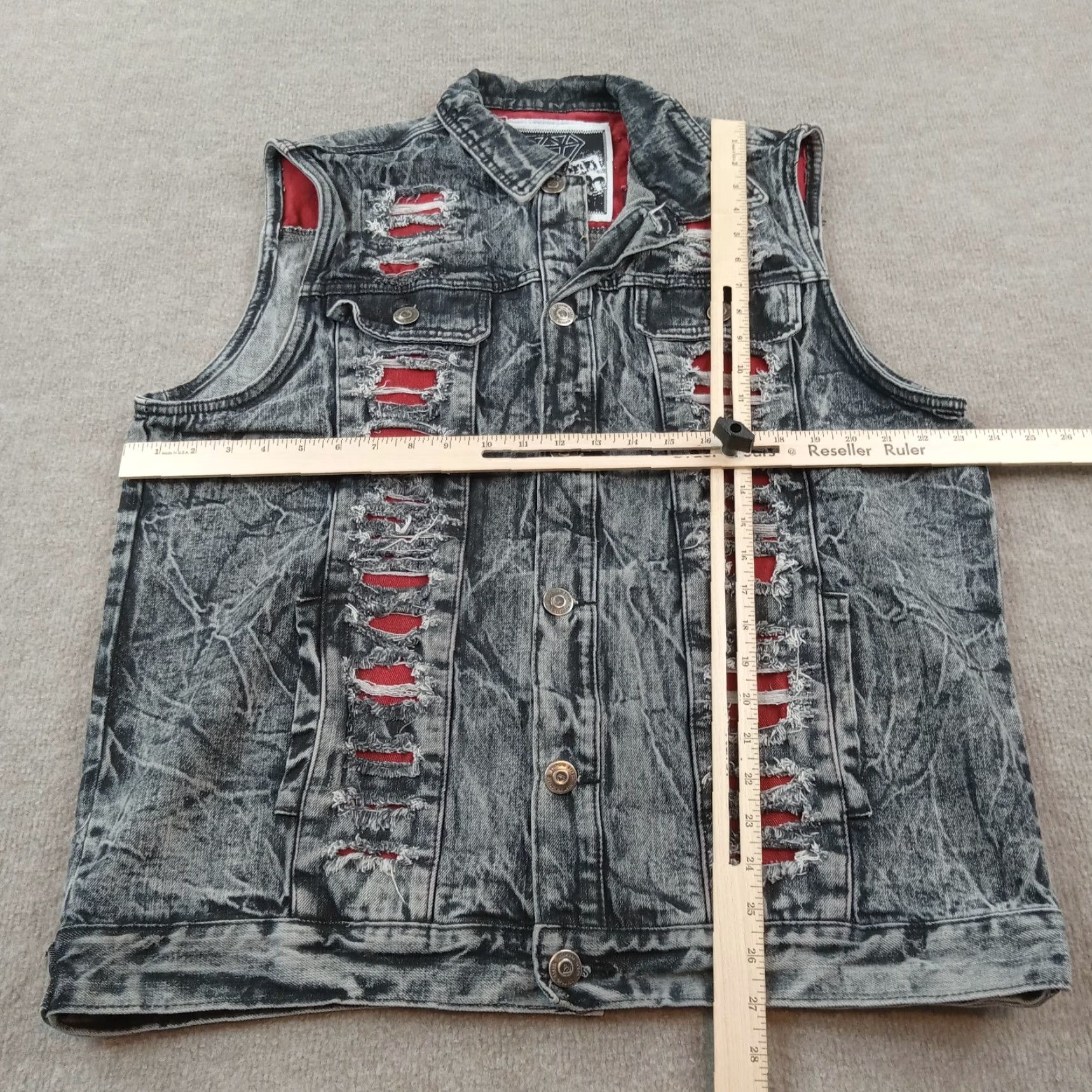 Vintage Diamond Stash Vest Mens Large Black Denim Windbreaker Size US L / EU 52-54 / 3 - 2 Thumbnail