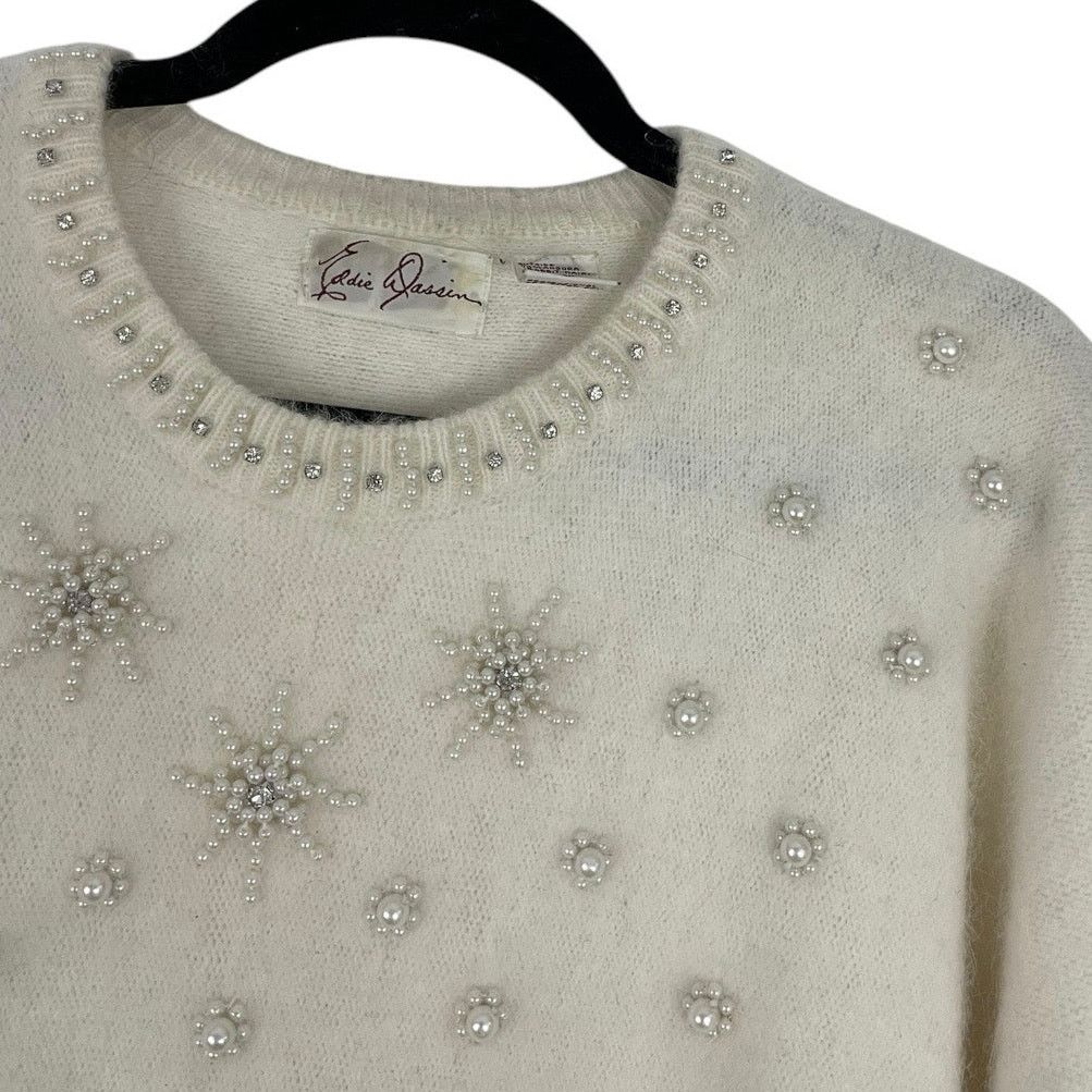Other Eddie Dassin Vintage Cream Knit Embroidered Sweater Size M / US 6-8 / IT 42-44 - 6 Thumbnail
