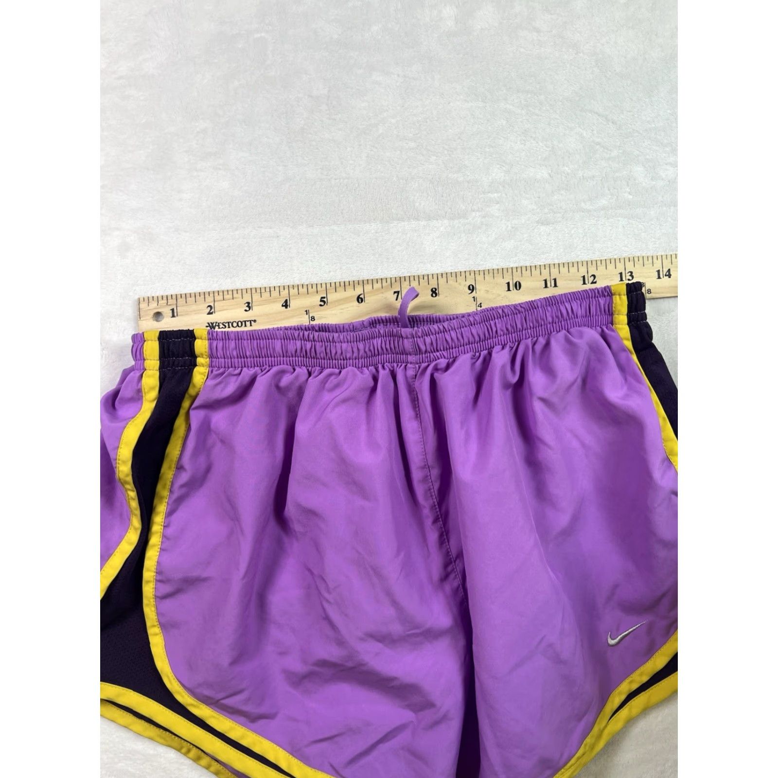 Nike Nike Women's Dri-Fit Running Shorts Purple Yellow Polyester Size Medium Athletic Activewear Shorts Size 32" / US 10 / IT 46 - 3 Thumbnail