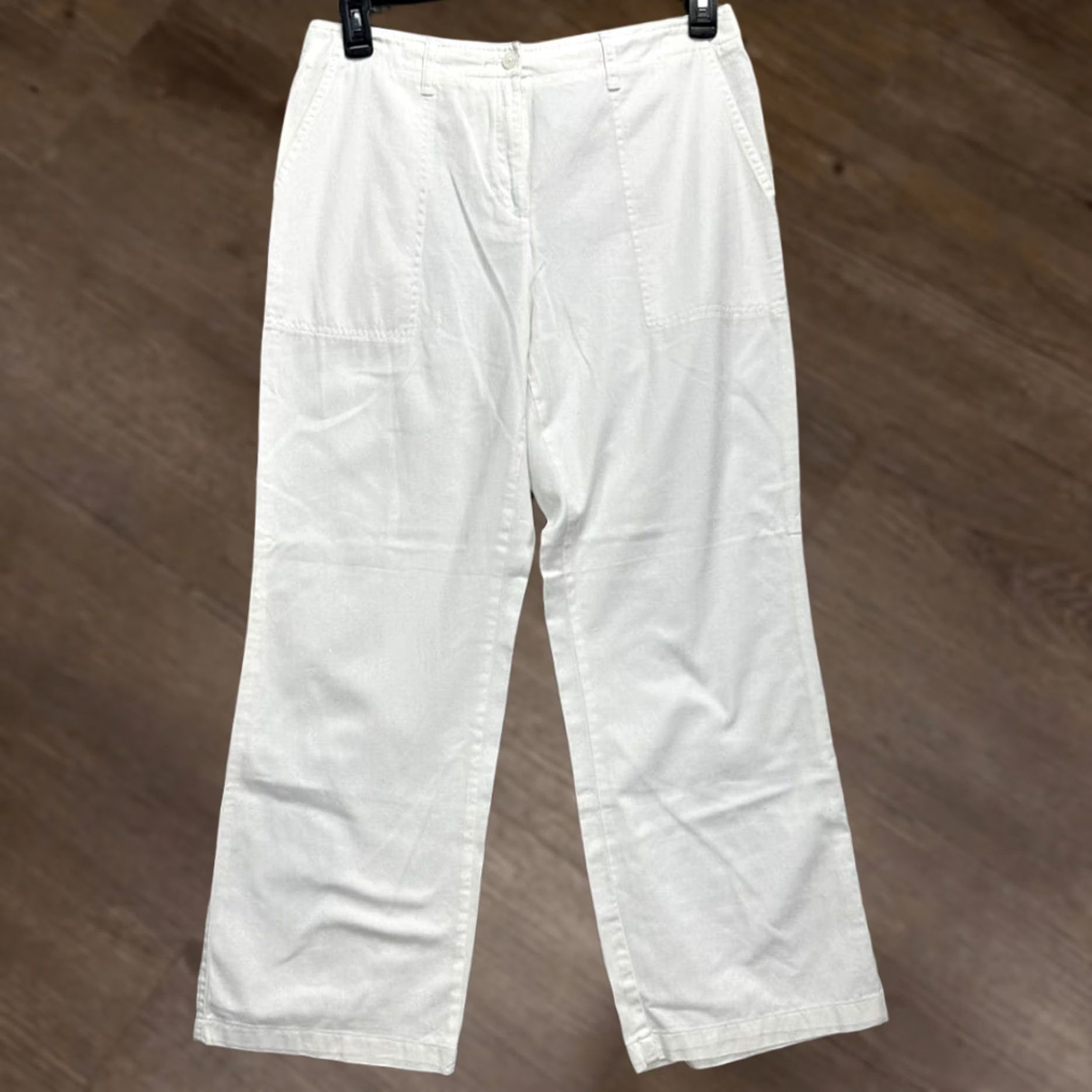 Van Heusen Van Heusen Pants Womens 12 White NEW Wide Leg Stain Shield High Rise Straight Size 34" / US 12 / IT 48 - 1 Thumbnail