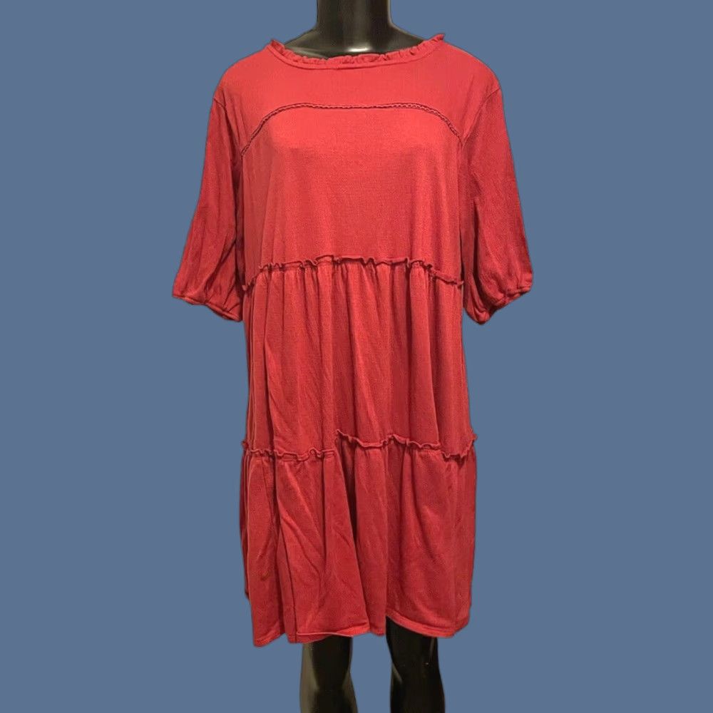Vintage Knox Rose Dress Womans XL Red Ruffled Size XL / US 12-14 / IT 48-50 - 1 Thumbnail