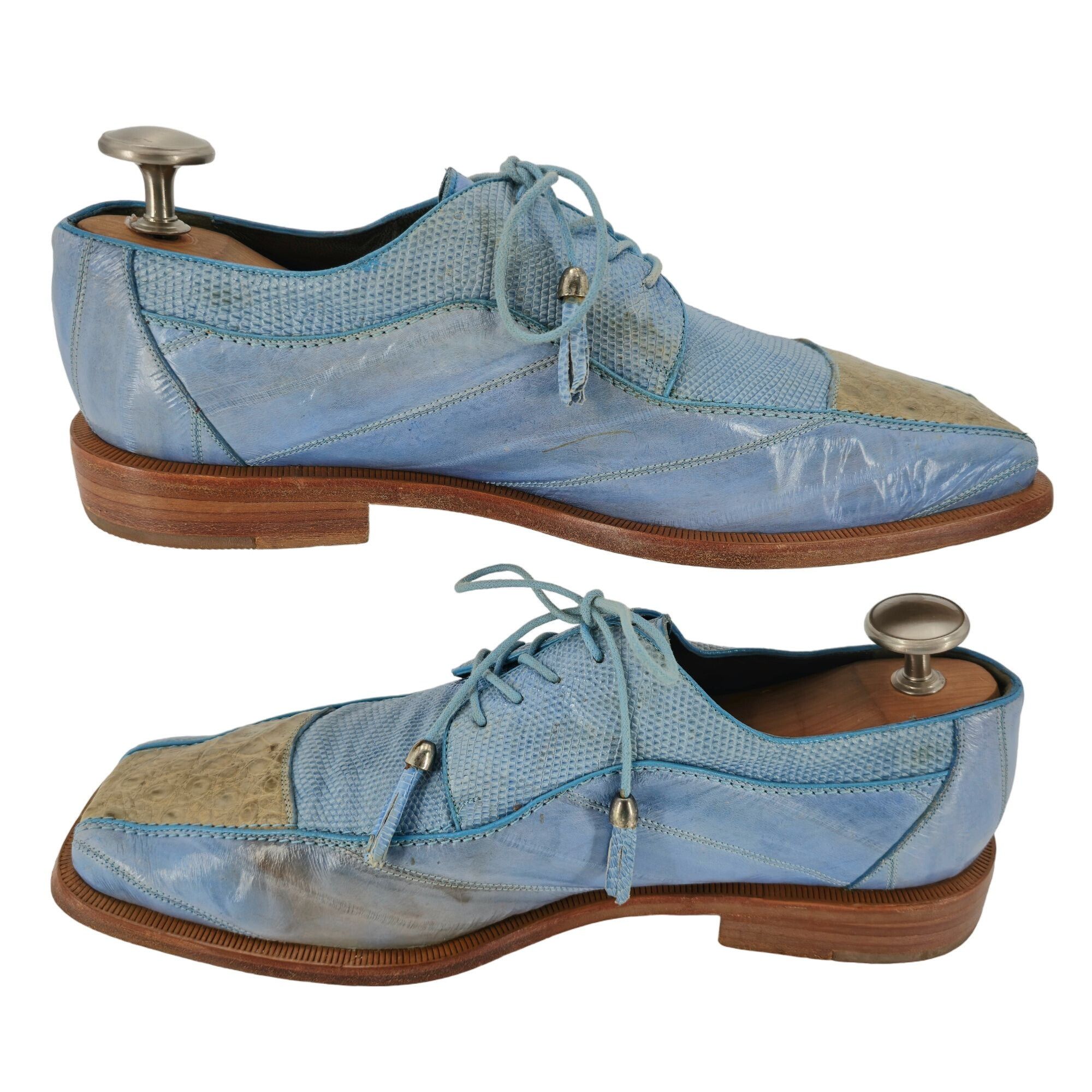 Other Vintage Exotic Romano Eel Crocodile Dress Shoes Baby Blue Cr Size US 9.5 / EU 42-43 - 6 Thumbnail