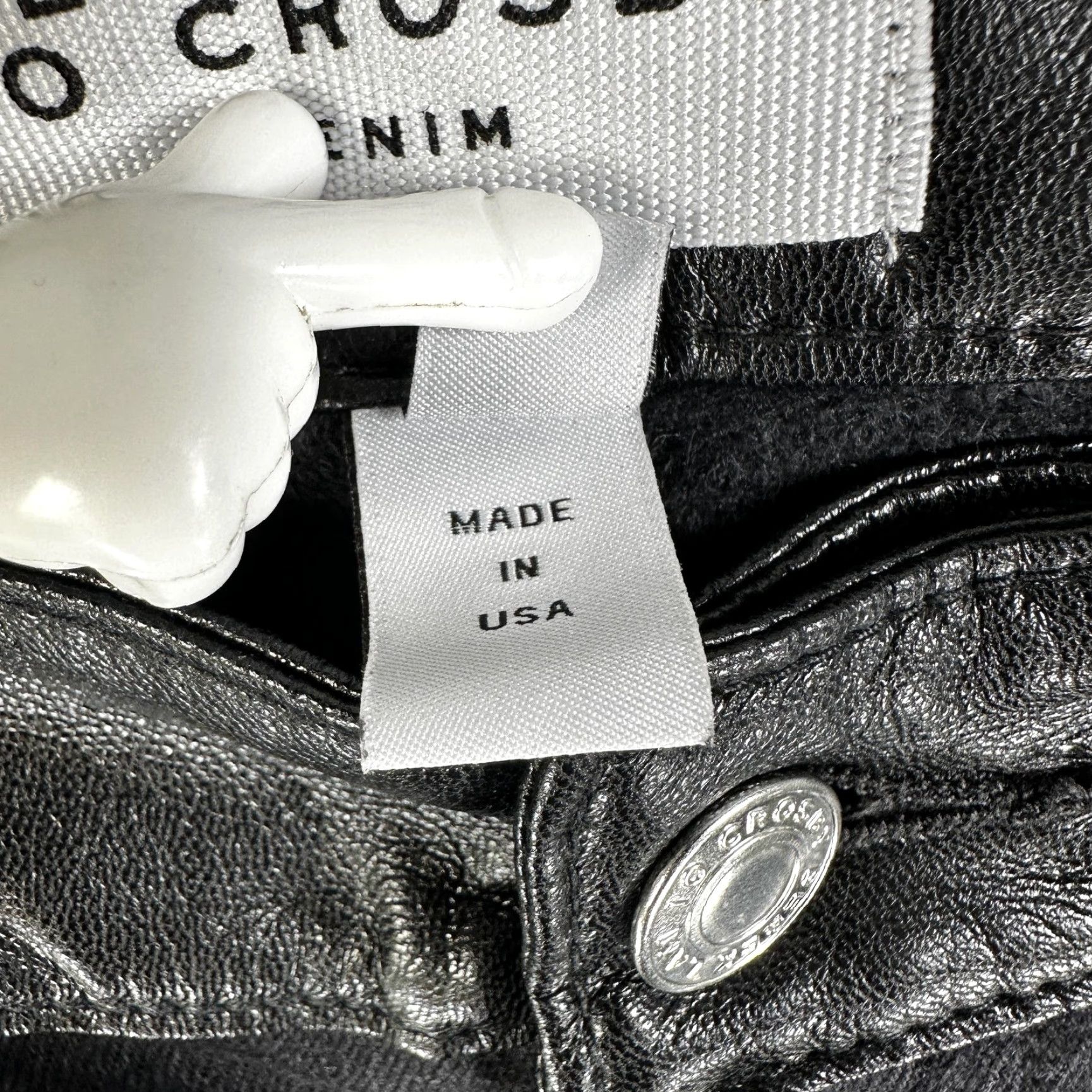 Vintage Derek Lam 10 Crosby Jeans Womens 29 Black Denim Faux Leather Back Straight USA Size 29" - 4 Thumbnail