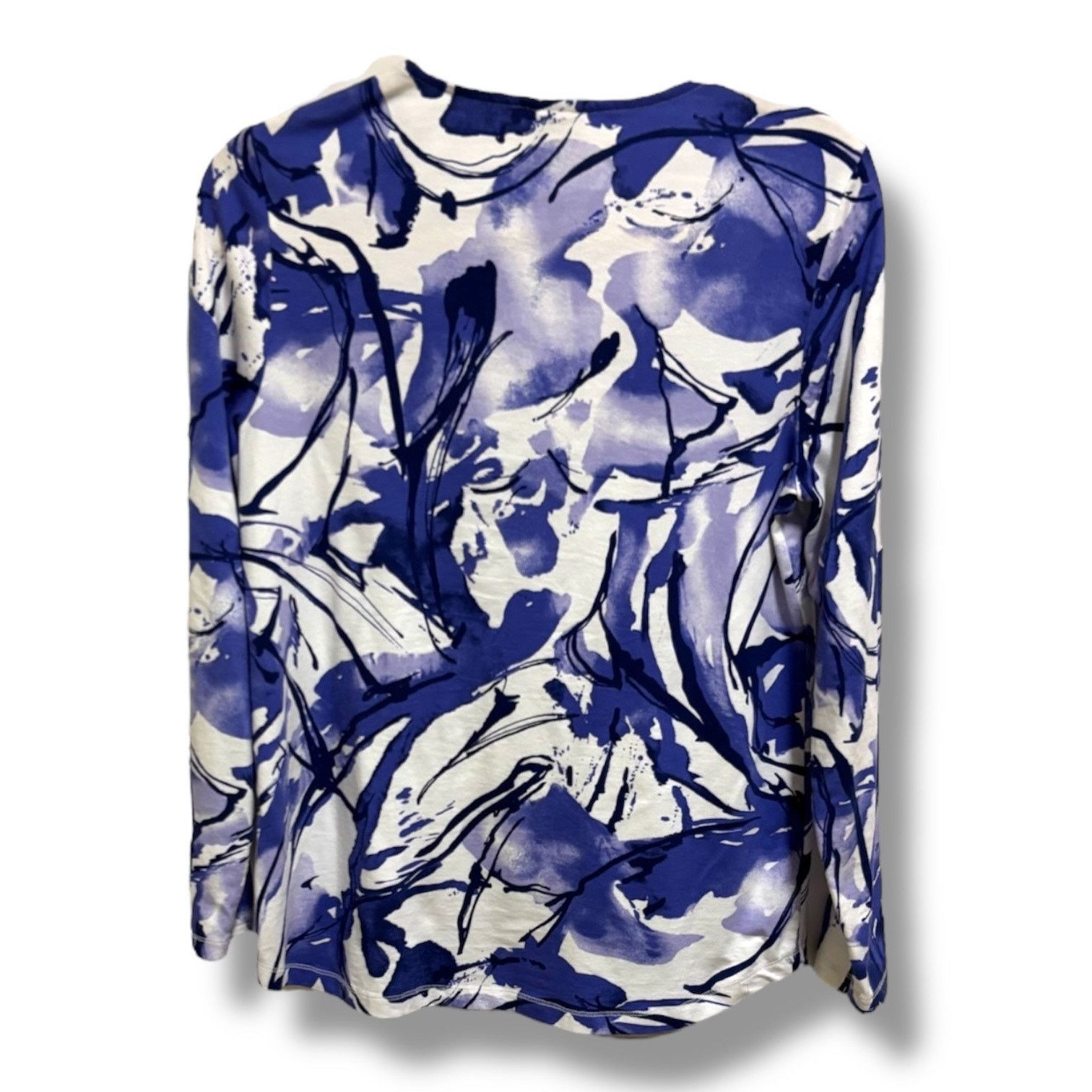Chicos Chico's Weekends Top 0 S Purple White Abstract Stretch Knit Size S / US 4 / IT 40 - 2 Thumbnail