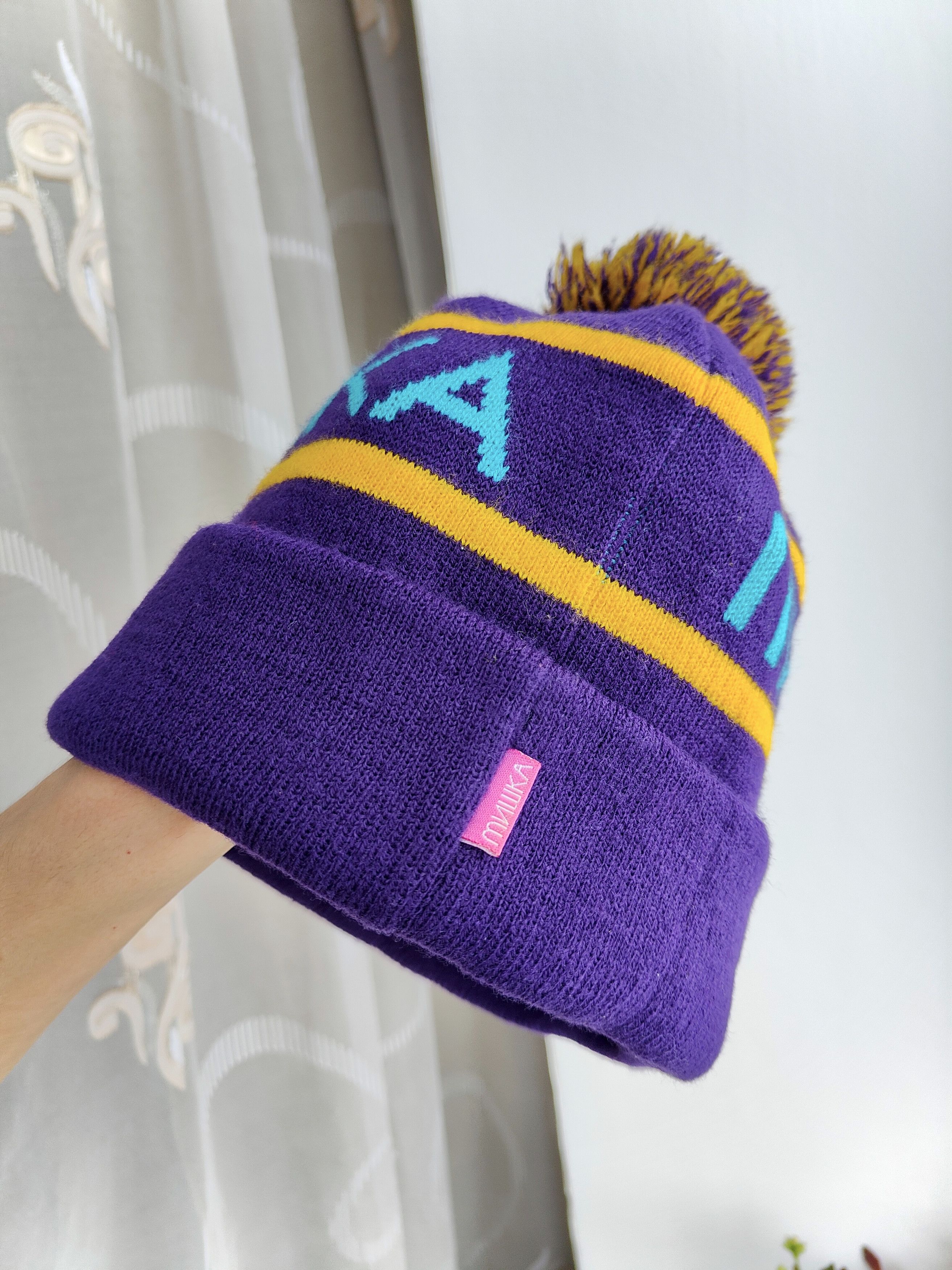 New Era Vintage Y2K Mishka New Era Beanie Pom Pom Hat Cyrillic Logo Size ONE SIZE - 4 Thumbnail