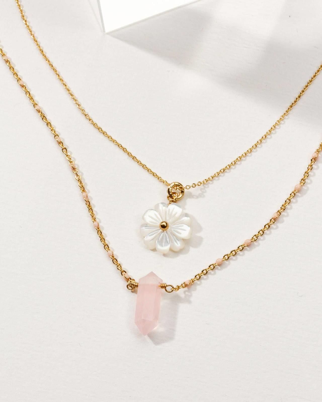 Other Luna Norte Blooming Crystal Layered Necklace Set Rose Quartz Size ONE SIZE - 3 Thumbnail