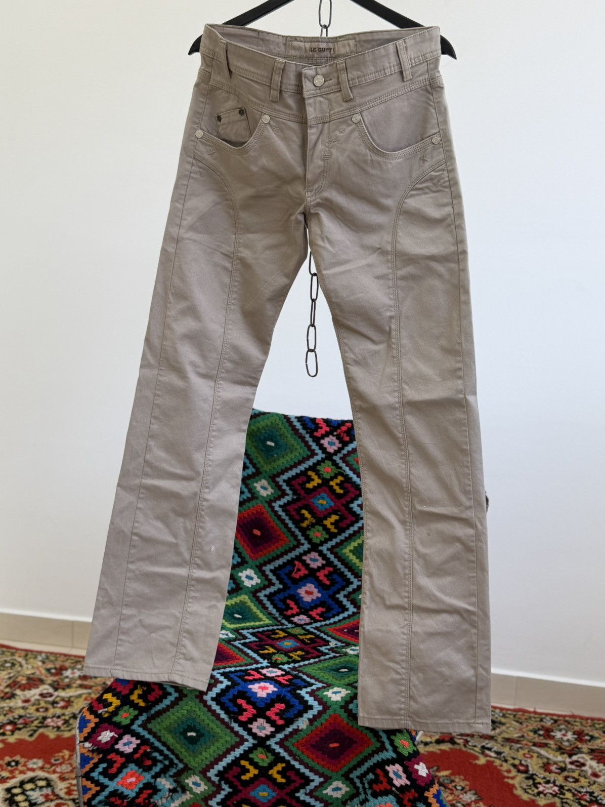 Japanese Brand Vintage Streetwear Flared Bootcut Baggy Beige Y2K Jeans Size US 30 / EU 46 - 3 Thumbnail