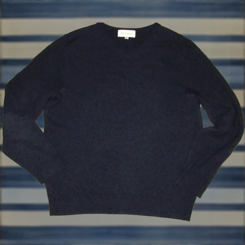 Mott & Bow MOTT & BOW Navy Blue Bergen Cashmere V Neck Sweater Medium Size US M / EU 48-50 / 2 - 1 Thumbnail