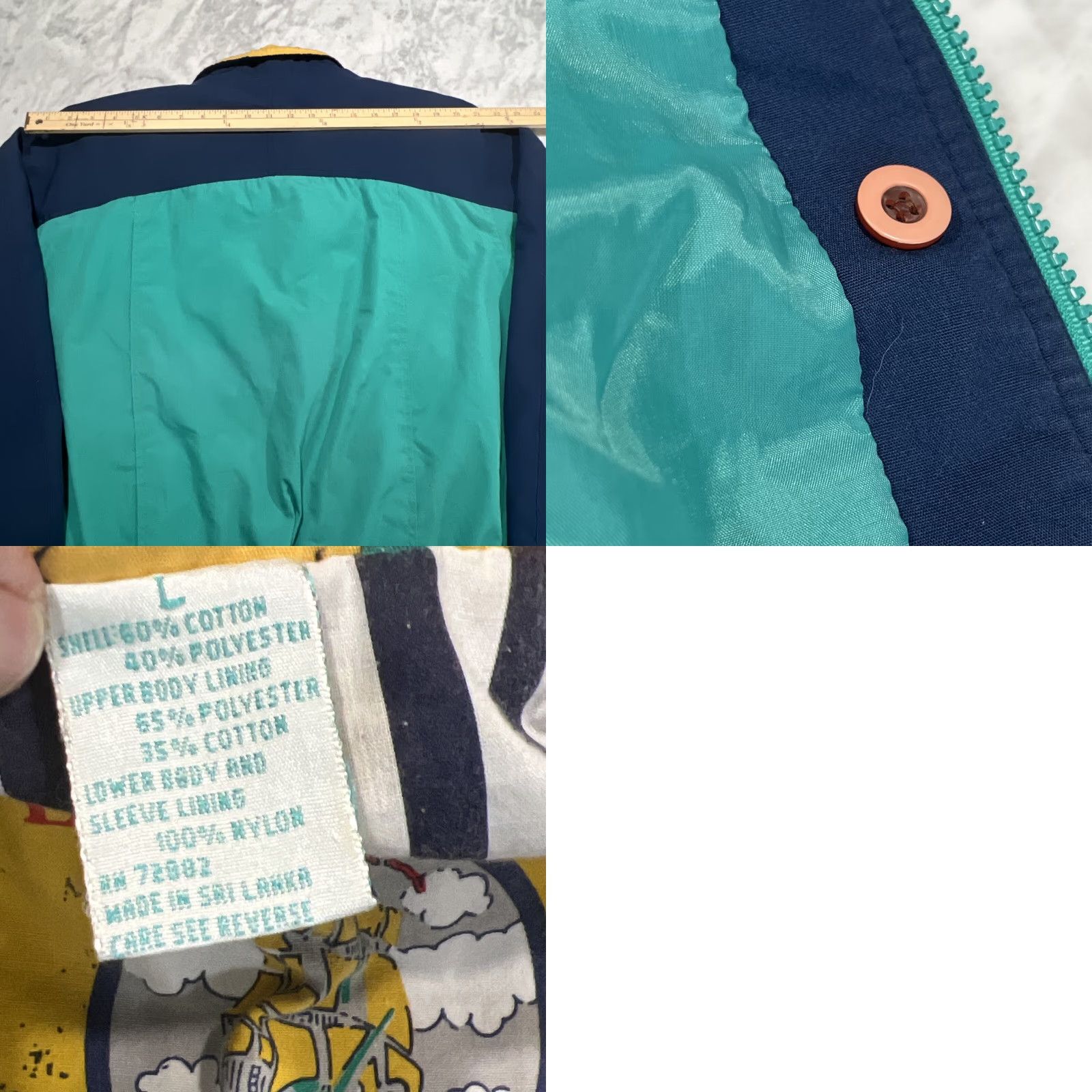 AQUA VINTAGE Climate Zone Sailing Yacht Jacket Large Aqua Navy Zip Button Drawstring Windbreaker MENS Regular Size L Size US L / EU 52-54 / 3 - 9 Thumbnail