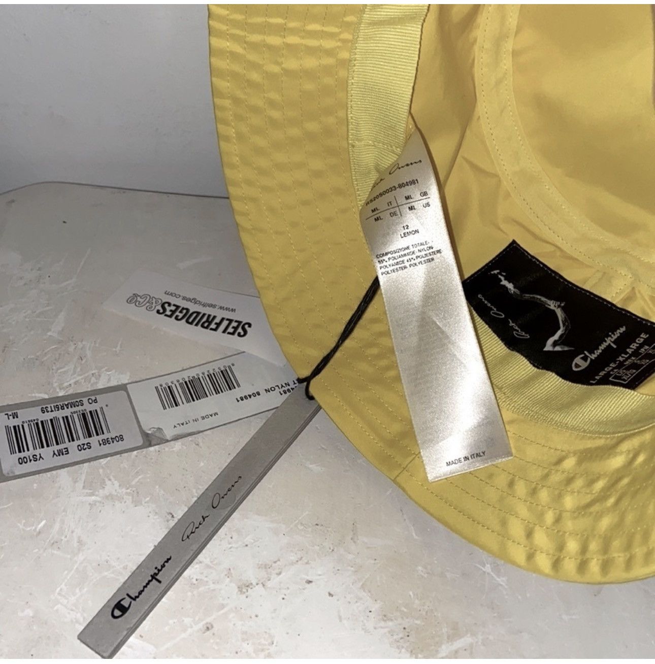 Champion × Rick Owens Rick Owens x Champion Yellow Nylon Bucket Hat L UNI Size ONE SIZE - 3 Thumbnail