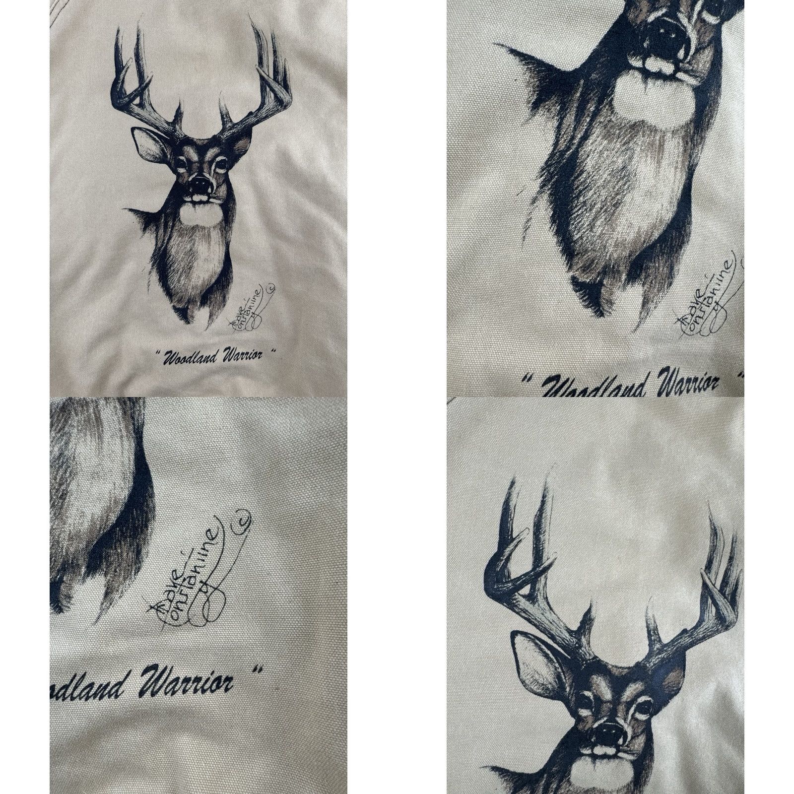 Vintage VINTAGE Ozark Mountain Hand-Painted Deer Canvas Bomber Jacket Signed Wildlife Art USA L Mens 90s Nature Workwear Beige Brown Size US L / EU 52-54 / 3 - 9 Thumbnail