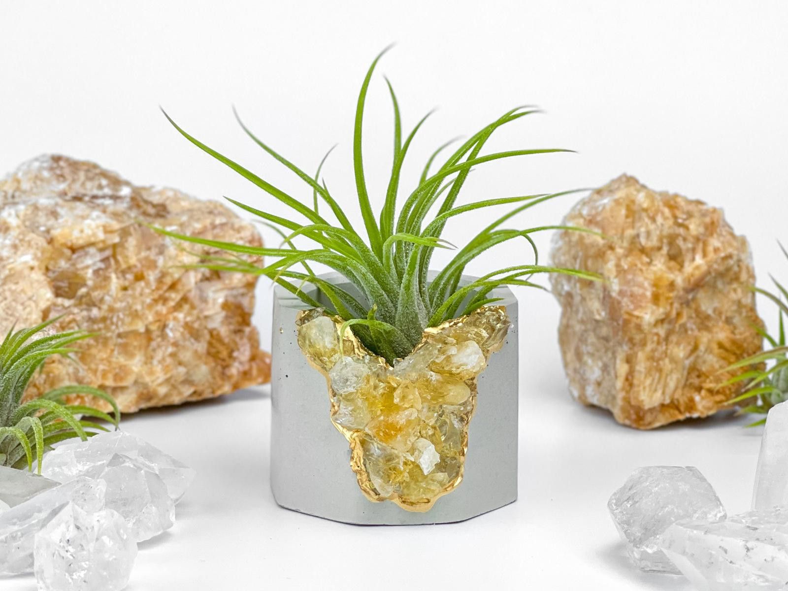 Other Raw Citrine Succulent Geode Planter Crystal Air Plant Holder Size ONE SIZE - 8 Thumbnail