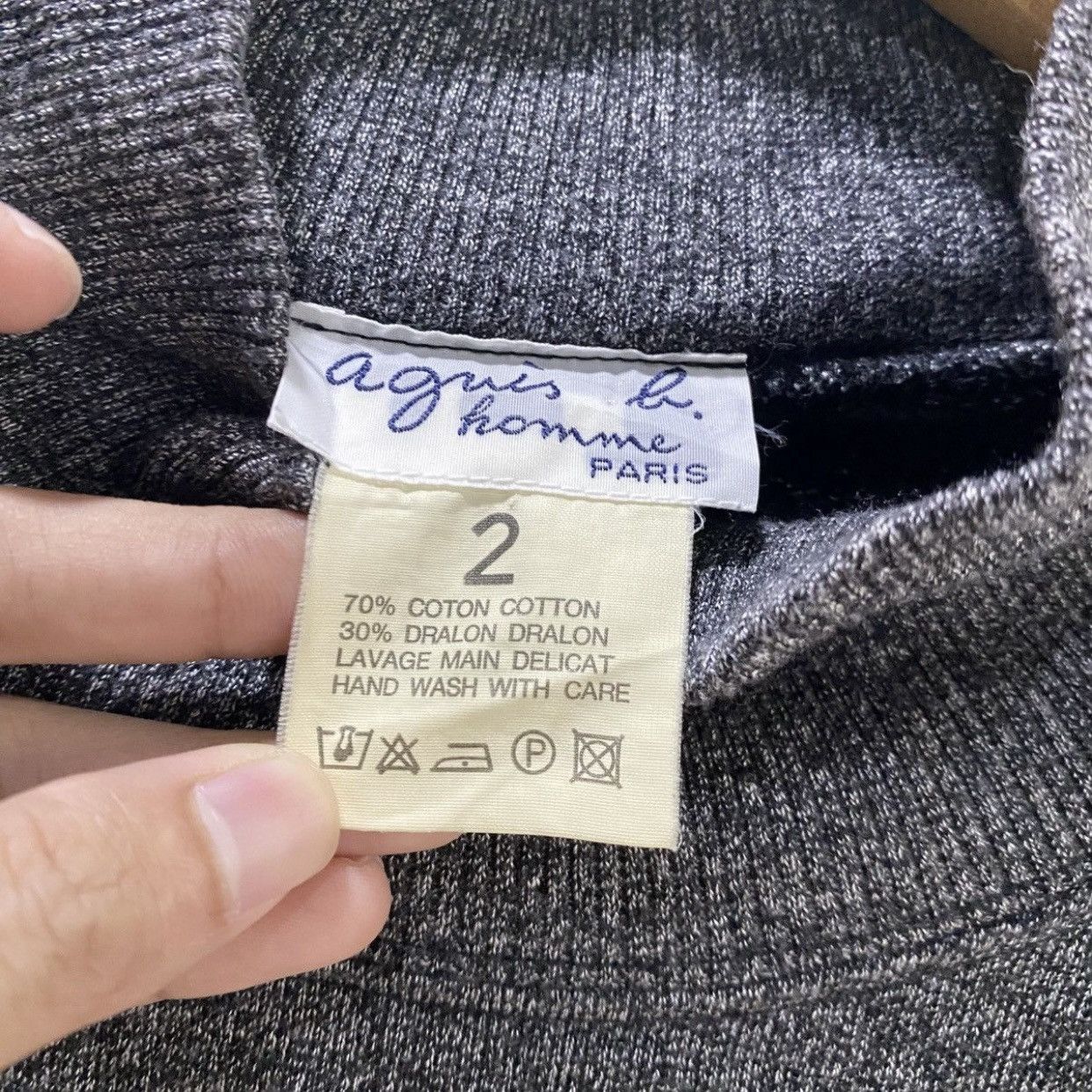 agnes b. Vintage Agnès B. Homme Charcoal Mock Neck Knit Long Sleeve Size US M / EU 48-50 / 2 - 7 Thumbnail