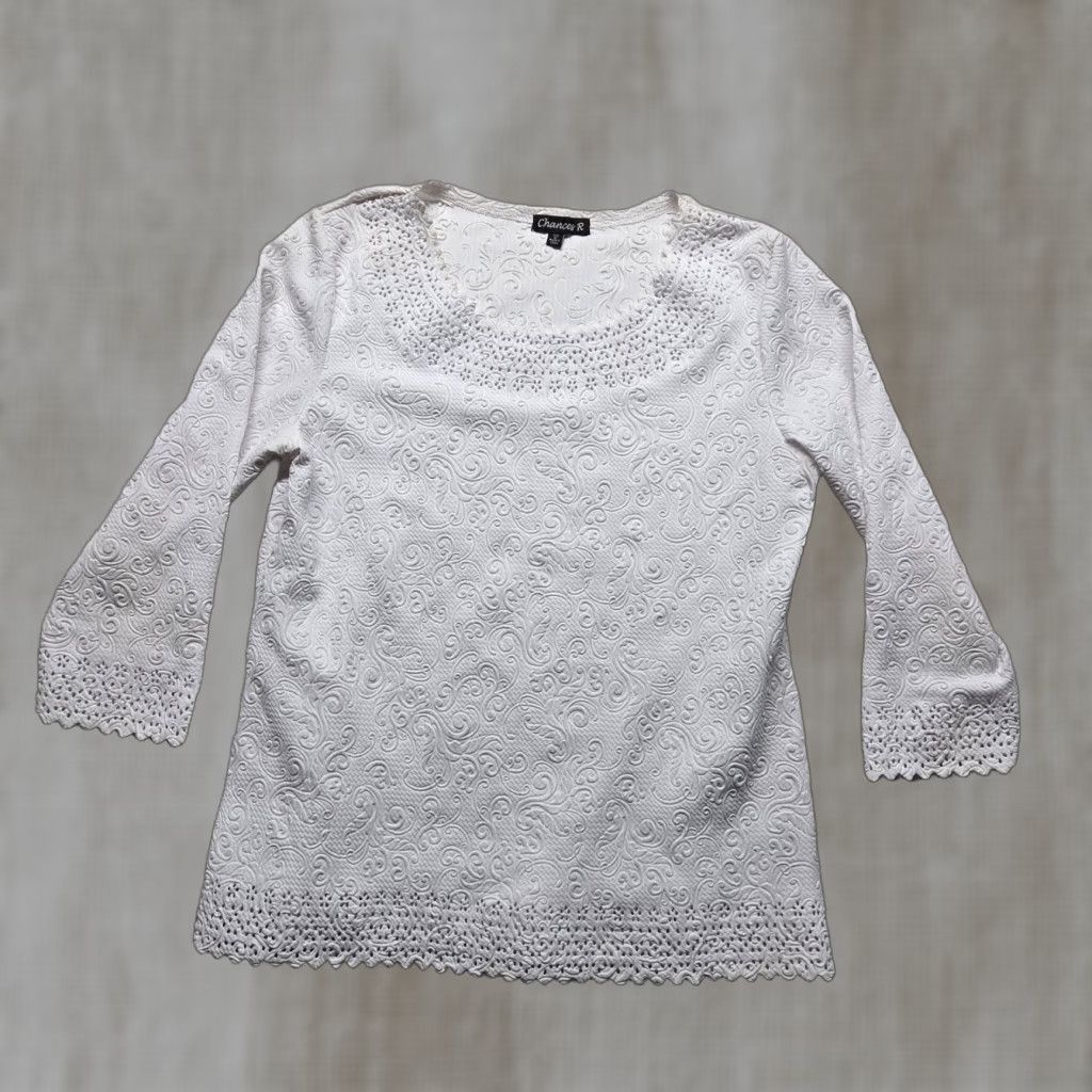 Vintage Ladies Solid White 3/4 Sleeve Shirt Casual Adult Size S Small Mens Wear Size S / US 4 / IT 40 - 1 Thumbnail