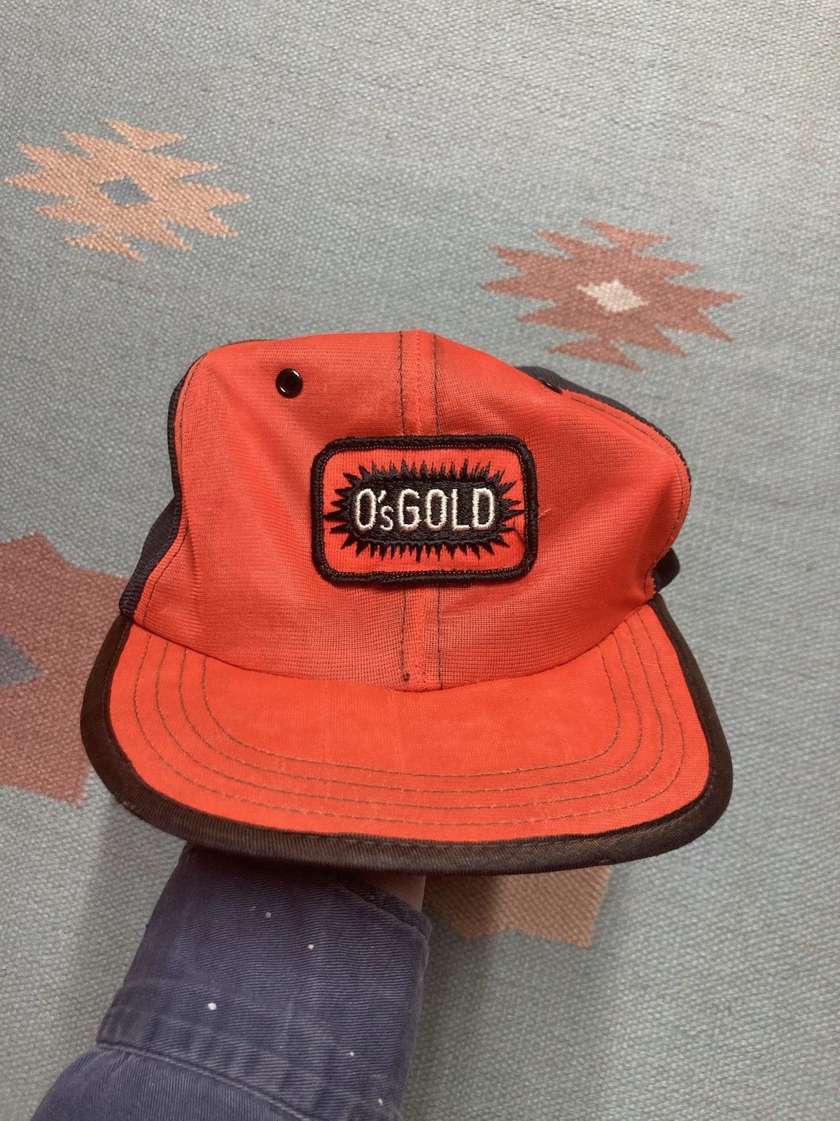 Vintage Vtg SnapBack hat pinwheel cap O’s gold patch corn seed farm Size ONE SIZE - 2 Thumbnail
