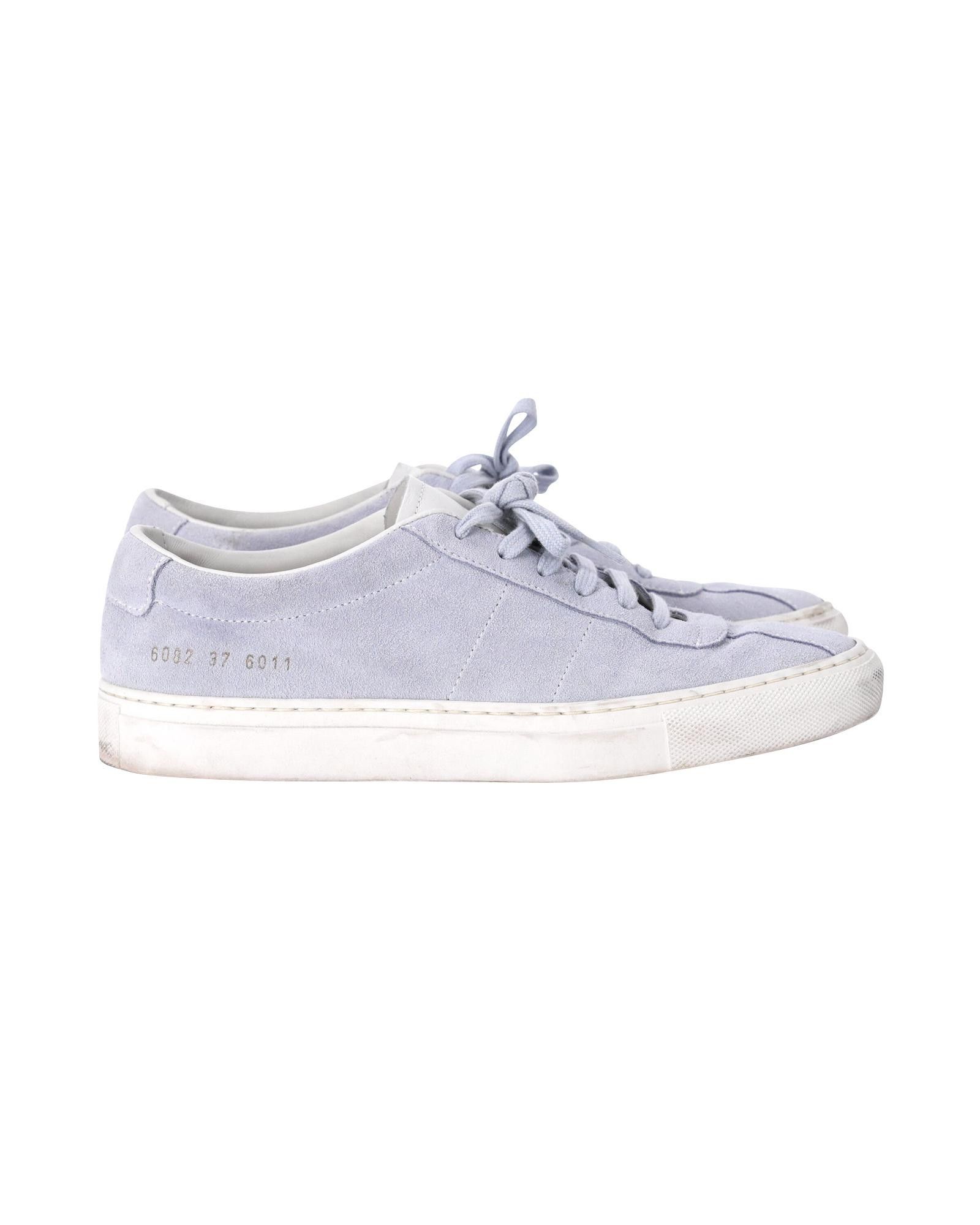 image of Summer Edition Baby Blue Suede Sneakers By Common Projects in Blue/Light Blue, Women's (Size 7)