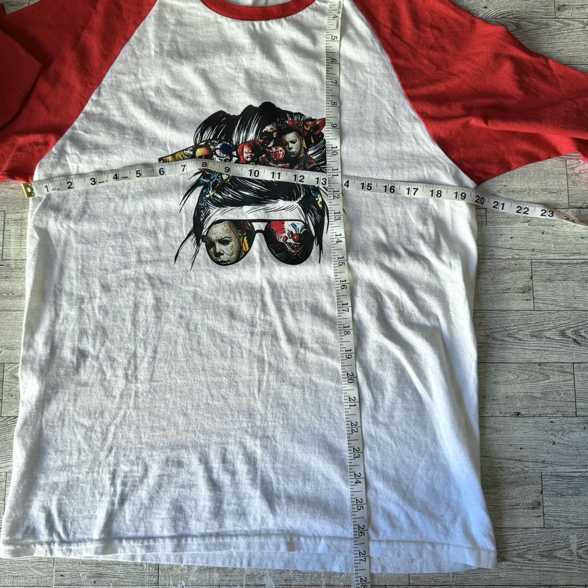 Other Messy Bun/Horror Movie, Custom Halloween Raglan Tee Size M / US 6-8 / IT 42-44 - 12 Thumbnail