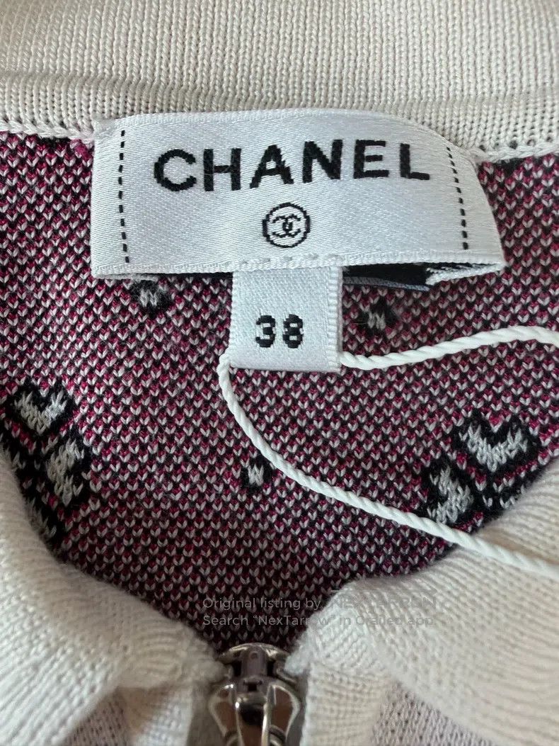 Chanel Chanel Full logo clover beige polo collar zipper knitting Size XS / US 0-2 / IT 36-38 - 3 Thumbnail