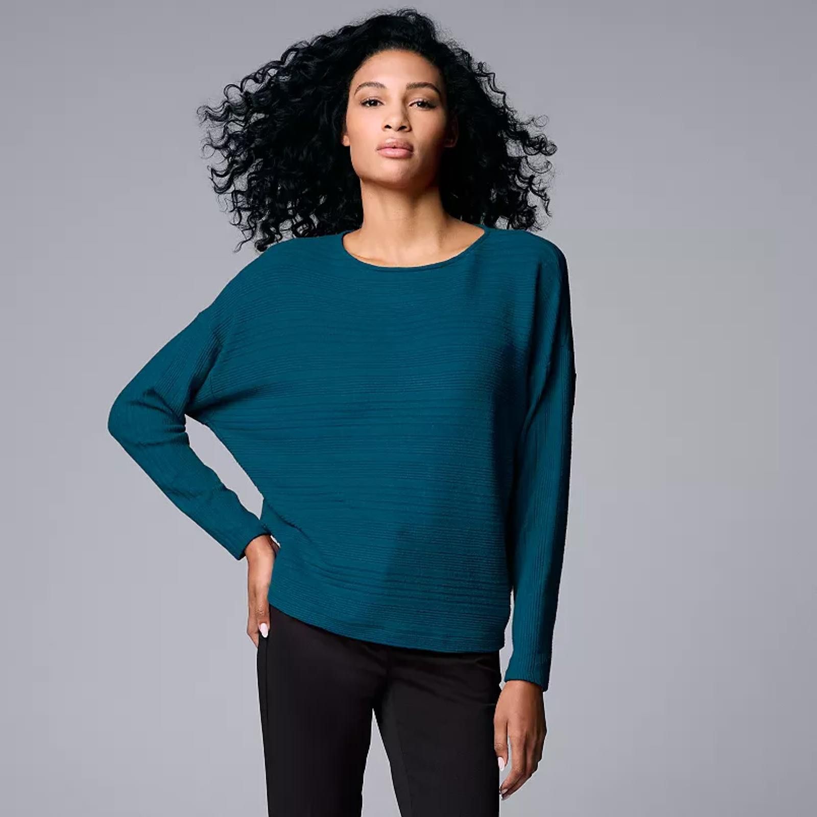 Vera Wang Women's Simply Vera Vera Wang Long Sleeve Cozy Dolman Top L Size L / US 10 / IT 46 - 5 Thumbnail