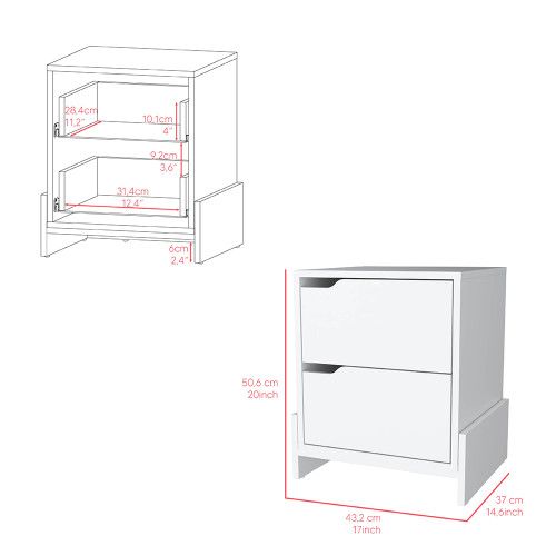 Designer × Homemade Nightstand Brookland, Bedside Table with Double Drawers and Size US L / EU 52-54 / 3 - 5 Thumbnail