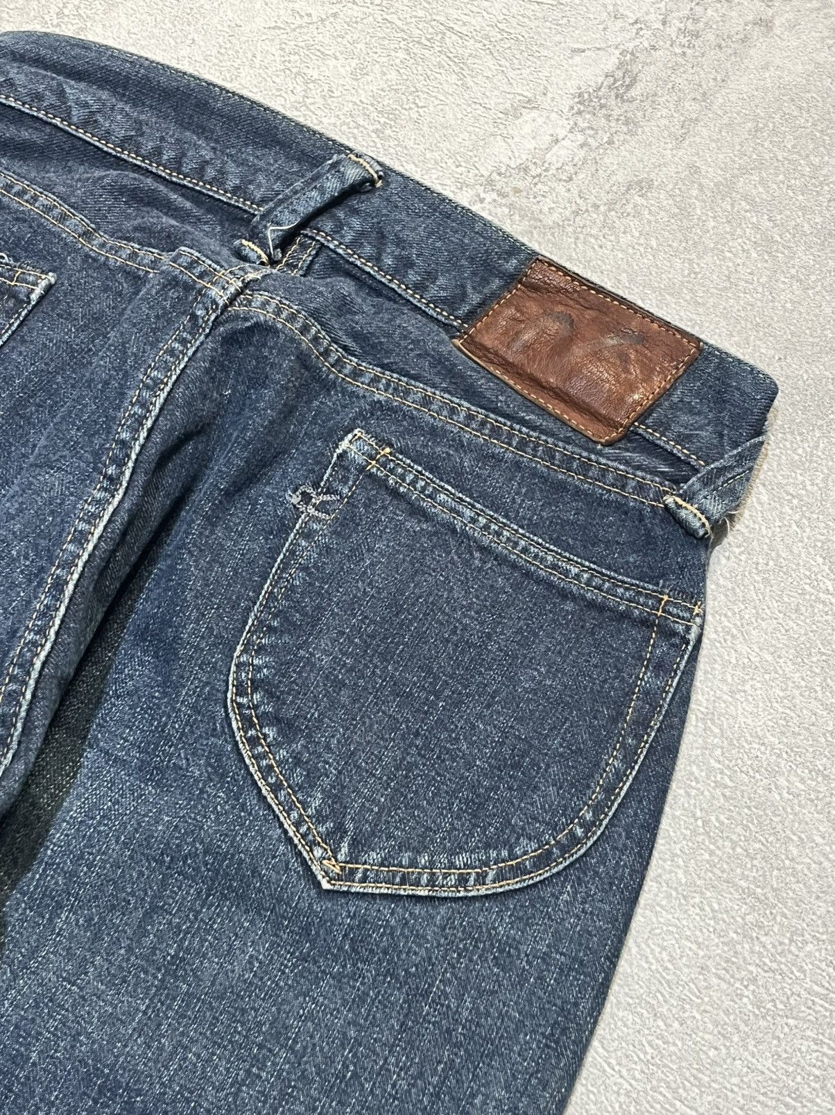 45rpm Japanese 45rpm Denim Cropped Indigo Dyeing R Embroidery Size 26" / US 2 / IT 38 - 3 Thumbnail