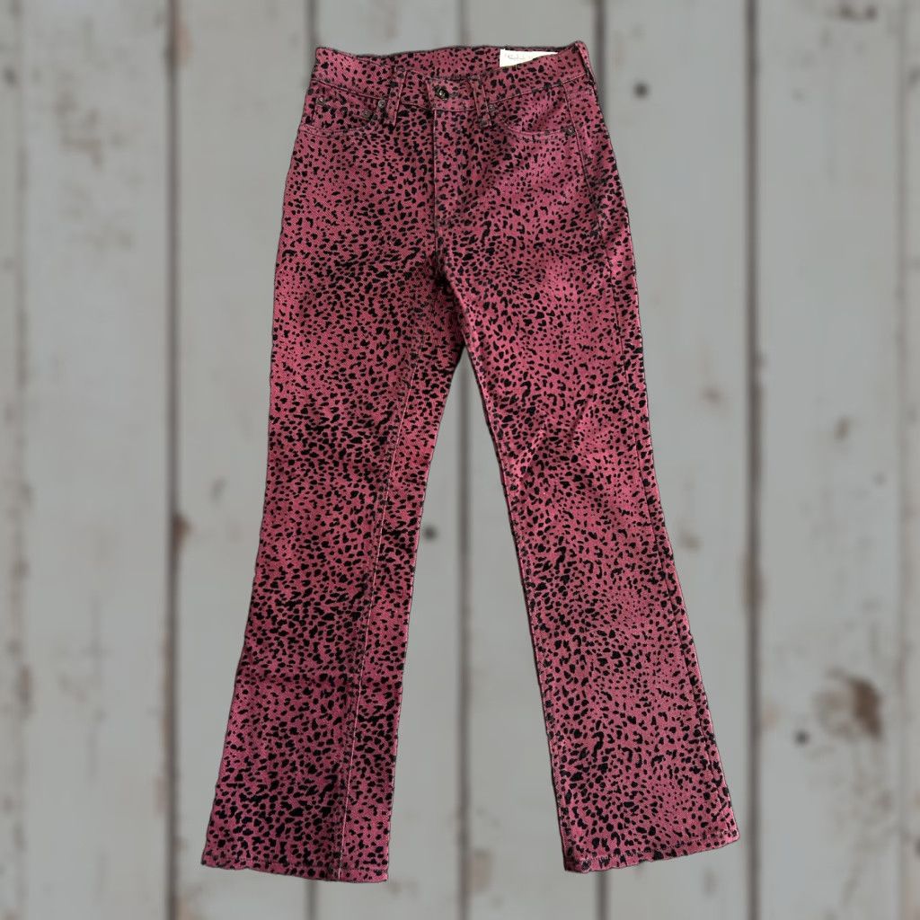 Rag & Bone VINTAGE Rag & Bone Burgundy Cheetah Hana Jeans Animal Leopard Print Flare 23 NEW Size 40" / US 18 - 1 Thumbnail