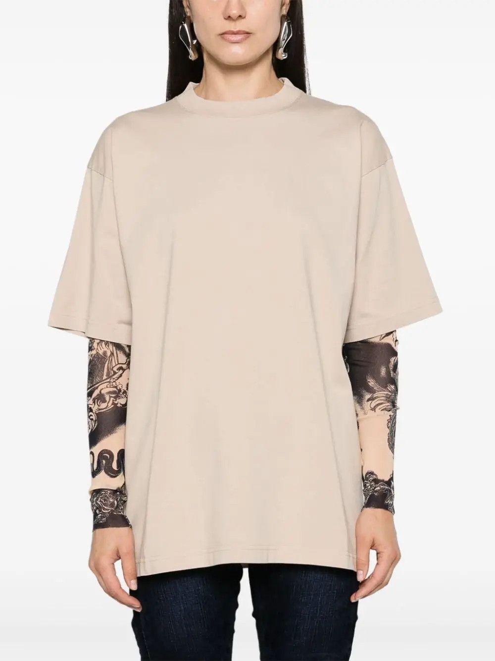 Balenciaga o1bcso1str0426 Large Fit T-Shirt in Light Beige Size XS / US 0-2 / IT 36-38 - 3 Thumbnail