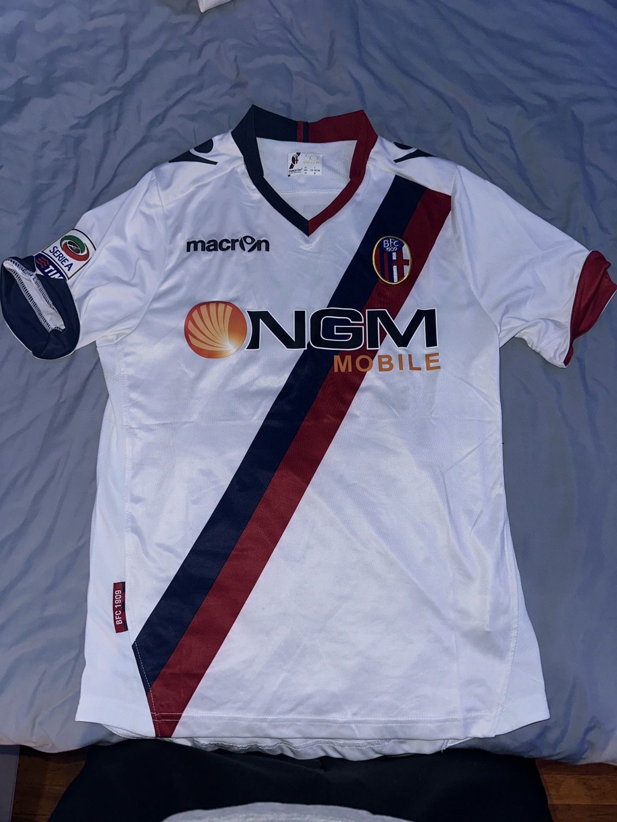 image of Macron Mantovani Bologna Fc 2013-2014 Away Kit in White, Men's (Size XS)