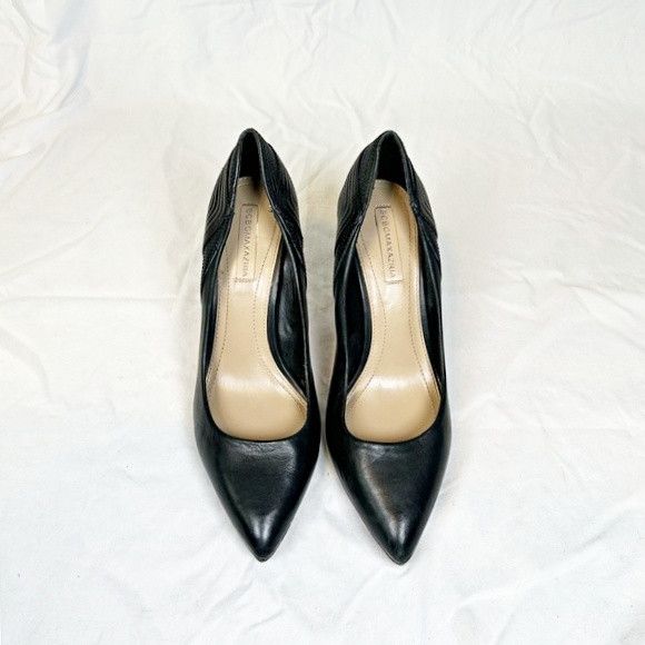 Bcbgmaxazria BCBG MaxAzria Black Leather 4.25" Stiletto Pumps~9~ Size US 9 / IT 39 - 3 Thumbnail