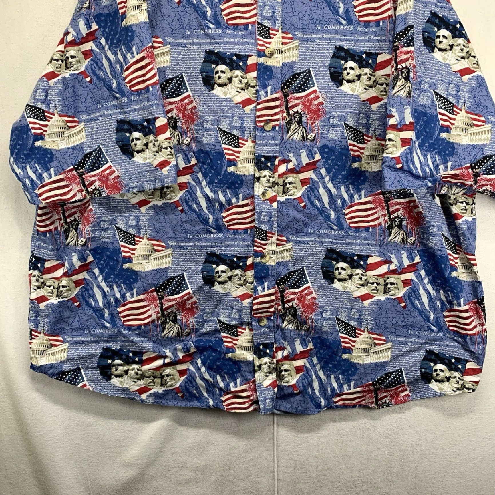 Cotton Traders VINTAGE Cotton Traders Men's 2XL Patriotic Short Sleeve Shirt Red White Blue American Flag Mount Rushmore Summer Casual Size US XXL / EU 58 / 5 - 5 Thumbnail