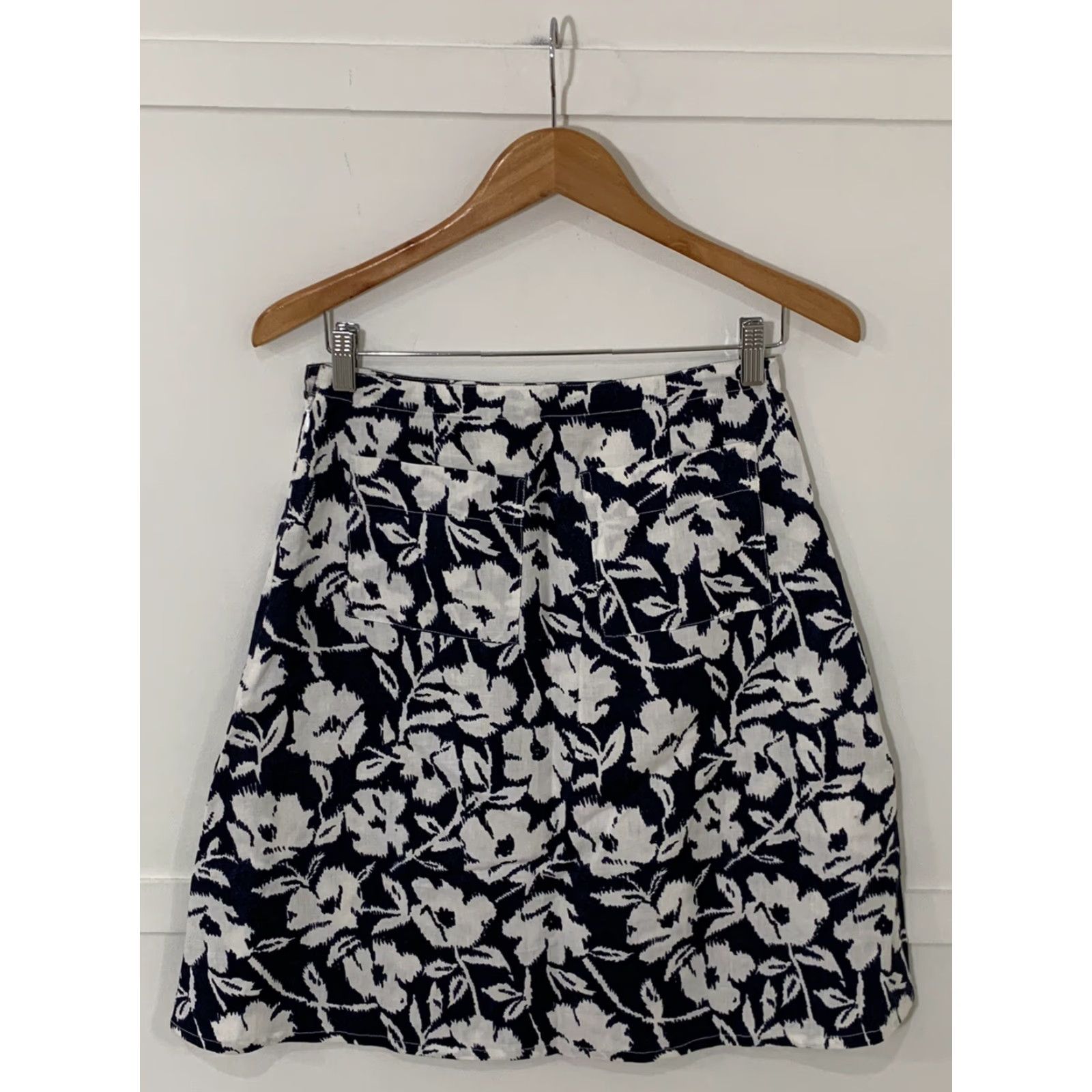Vintage VINTAGE J. Peterman Linen Blend Skirt A-Line Short Women's Size 6 Blue Floral Tropical Spring Summer Womens Size 28" / US 6 / IT 42 - 2 Thumbnail