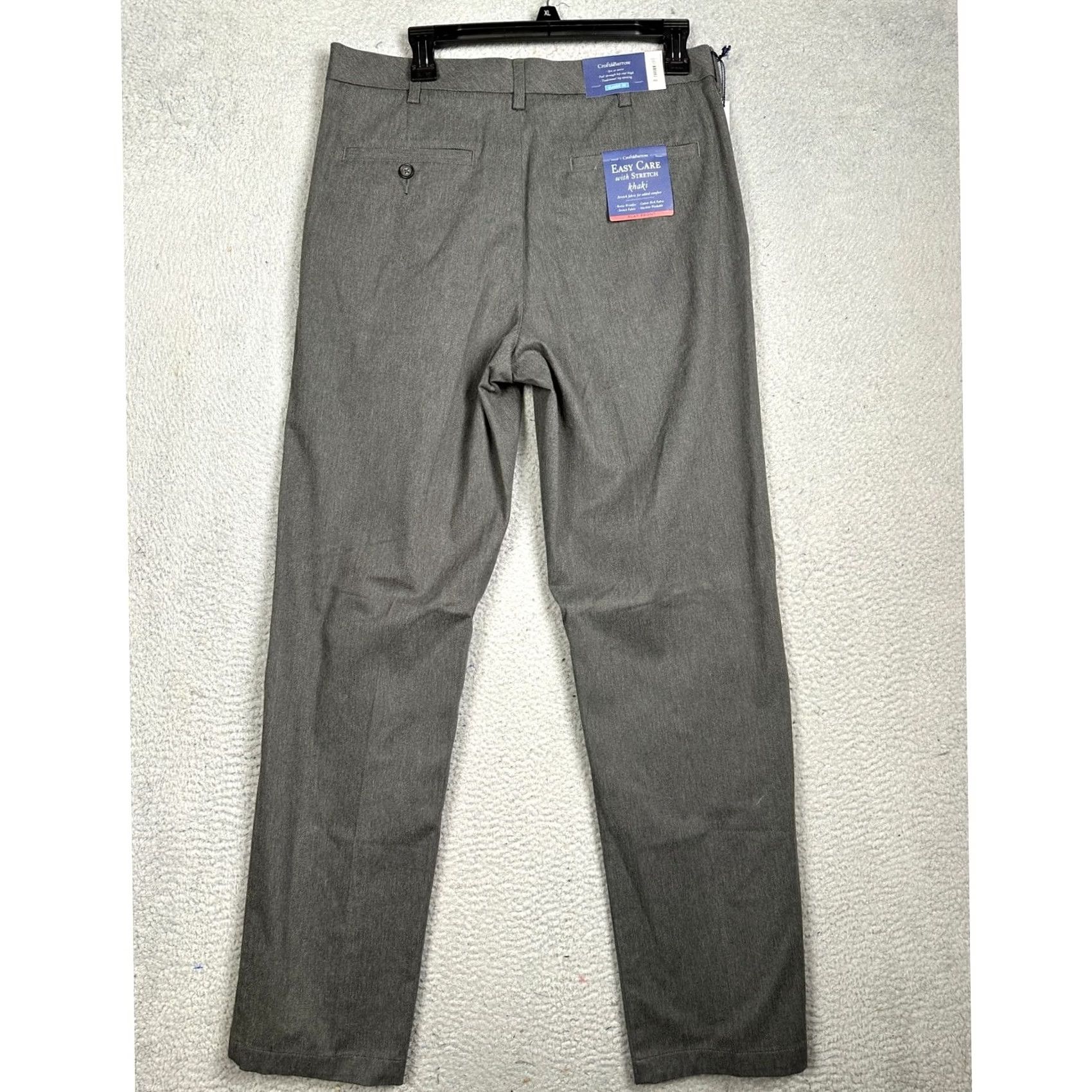 Croft & Barrow Croft Barrow Pants Mens Gray 32X34 Classic Fit Straight Leg Stretch Size US 32 / EU 48 - 2 Thumbnail