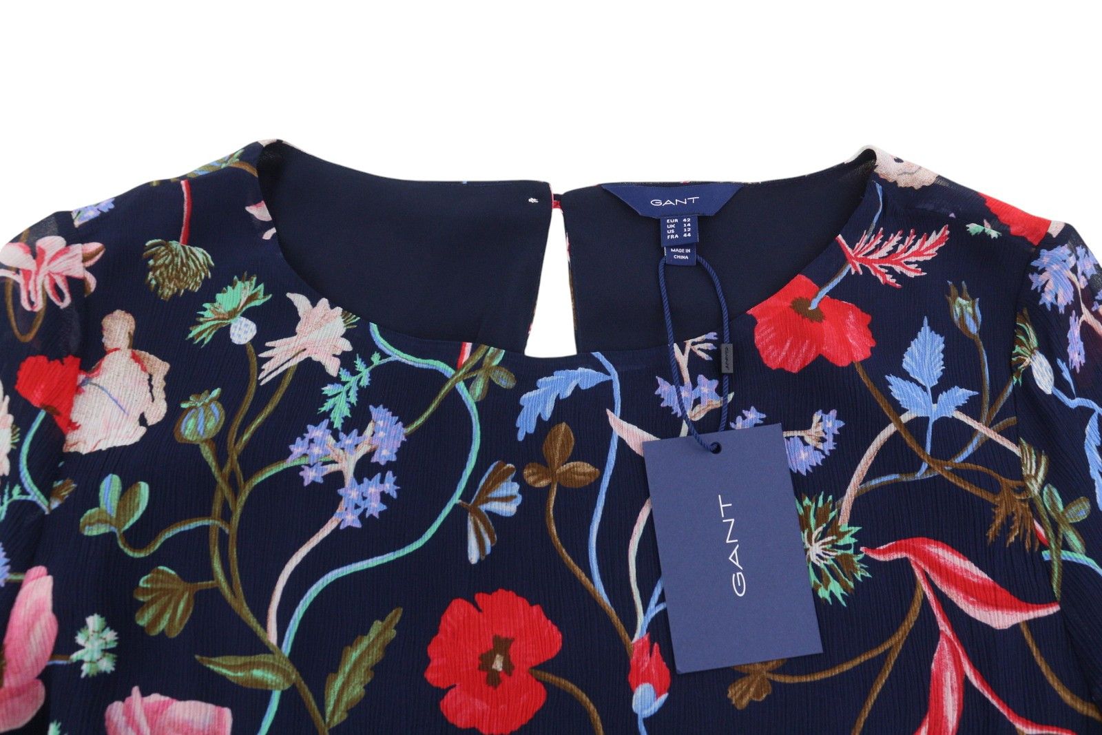 Gant WILD FLORAL BOATNECK EU42 Classic Blue Mini Dress 87732 Size XL / US 12-14 / IT 48-50 - 5 Thumbnail