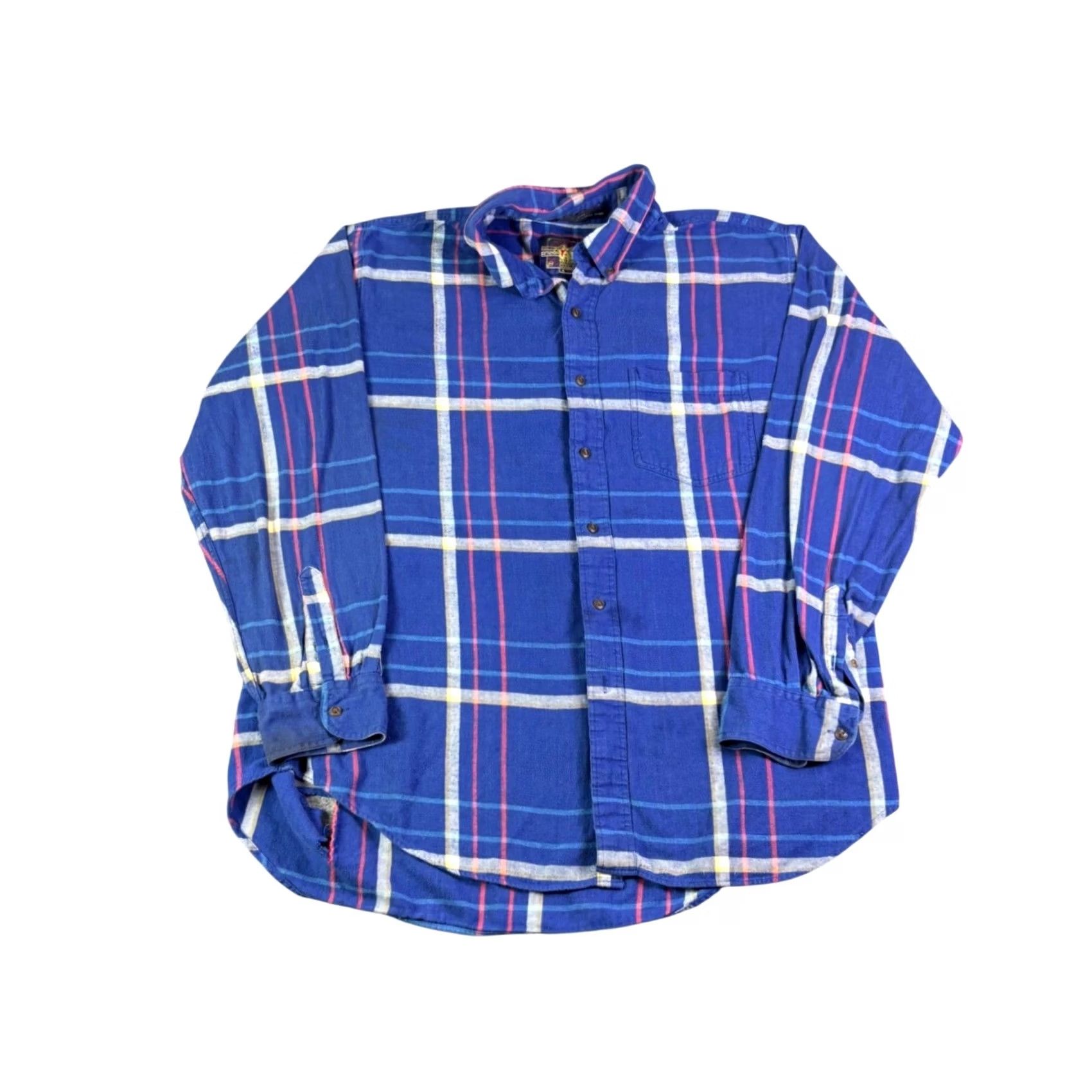 Ralph Lauren VINTAGE Chaps Ralph Lauren Blue Plaid Flannel Shirt XL Long Sleeve Distressed Shirt Size US XL / EU 56 / 4 - 2 Thumbnail