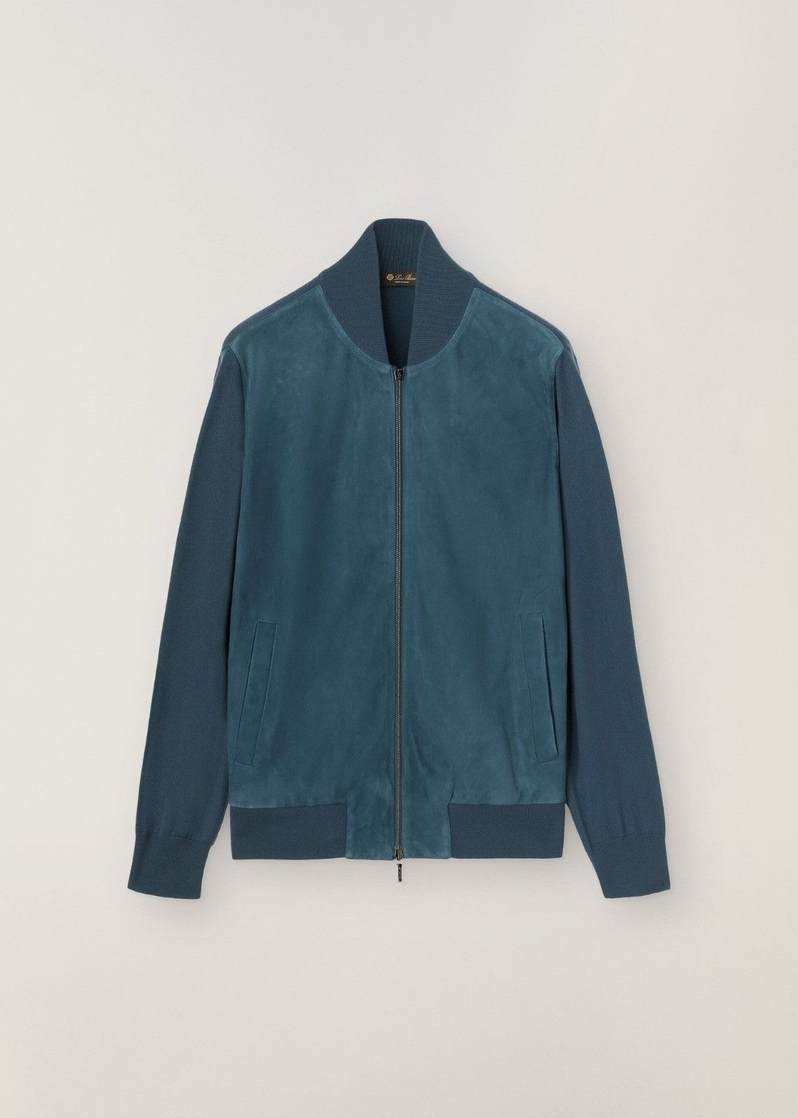 image of Loro Piana O1Loc1C0124 Mock-Neck Bomber Jacket In Blue, Men's (Size XL)