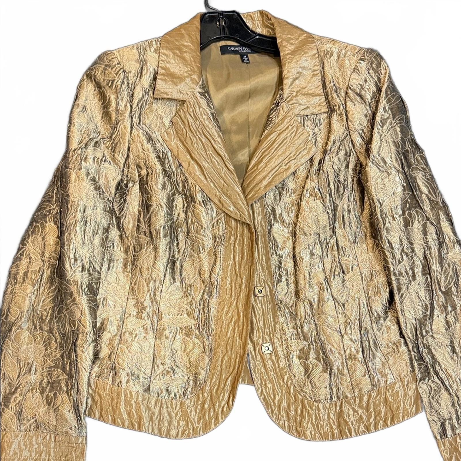 Other Carmen Marc Valvo Metallic Gold Blazer Size XL / US 12-14 / IT 48-50 - 3 Thumbnail