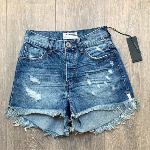 One Teaspoon One Teaspoon Women's High Waist Bonita's denim Jean Shorts Size 25" / US 0 / IT 36 - 2 Thumbnail