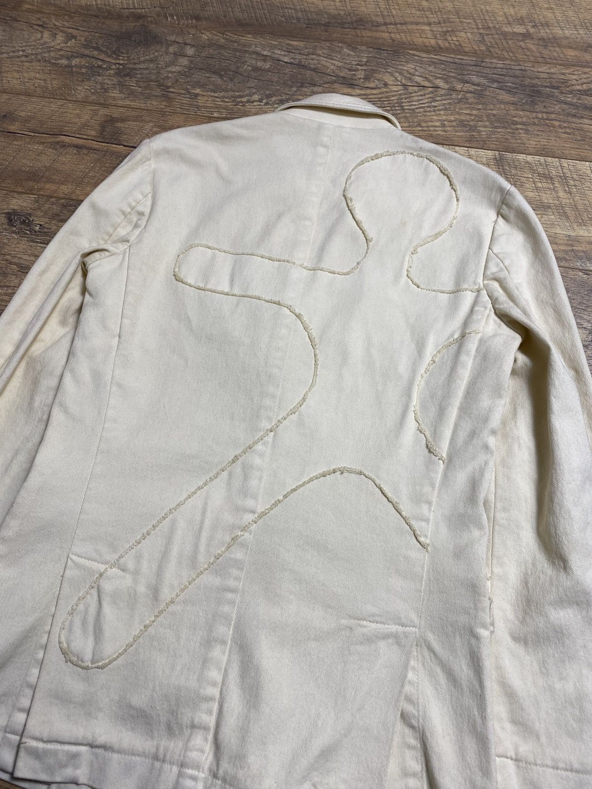 Japanese Brand Rare Icone Italy Deconstructed Denim Art Blazer Cream Size 46S - 1 Thumbnail