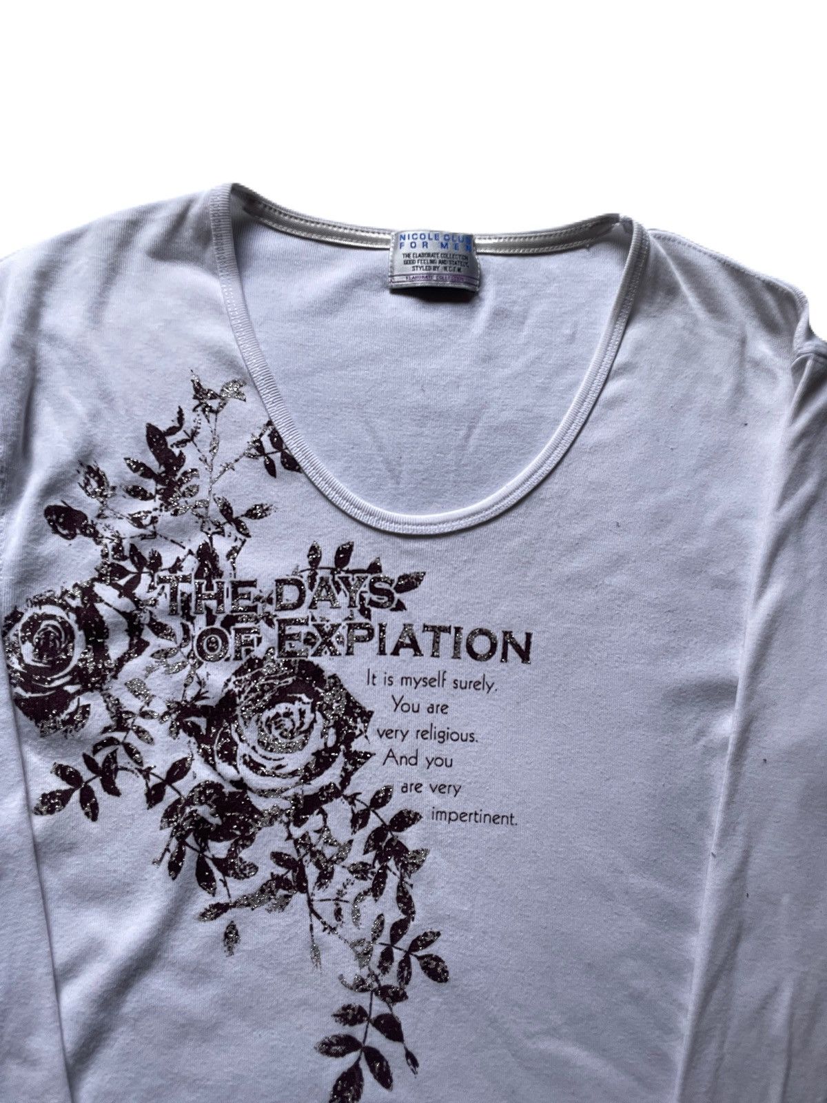 If Six Was Nine 2000s Japanese archive Vkei Poem Floral Long Sleeve Top Size US M / EU 48-50 / 2 - 4 Thumbnail