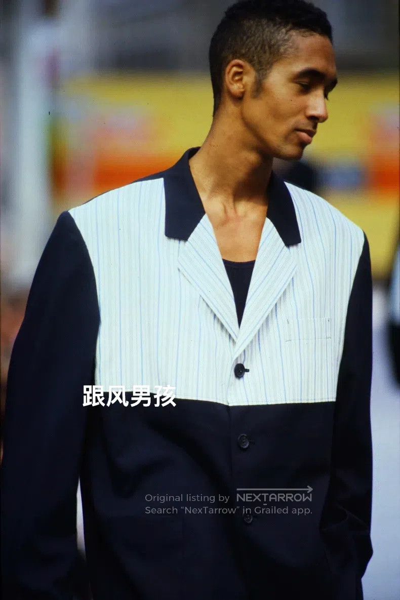 Yohji Yamamoto Yohji Yamamoto size s 93ss white stripe patchwork blazer Size 38S - 5 Thumbnail