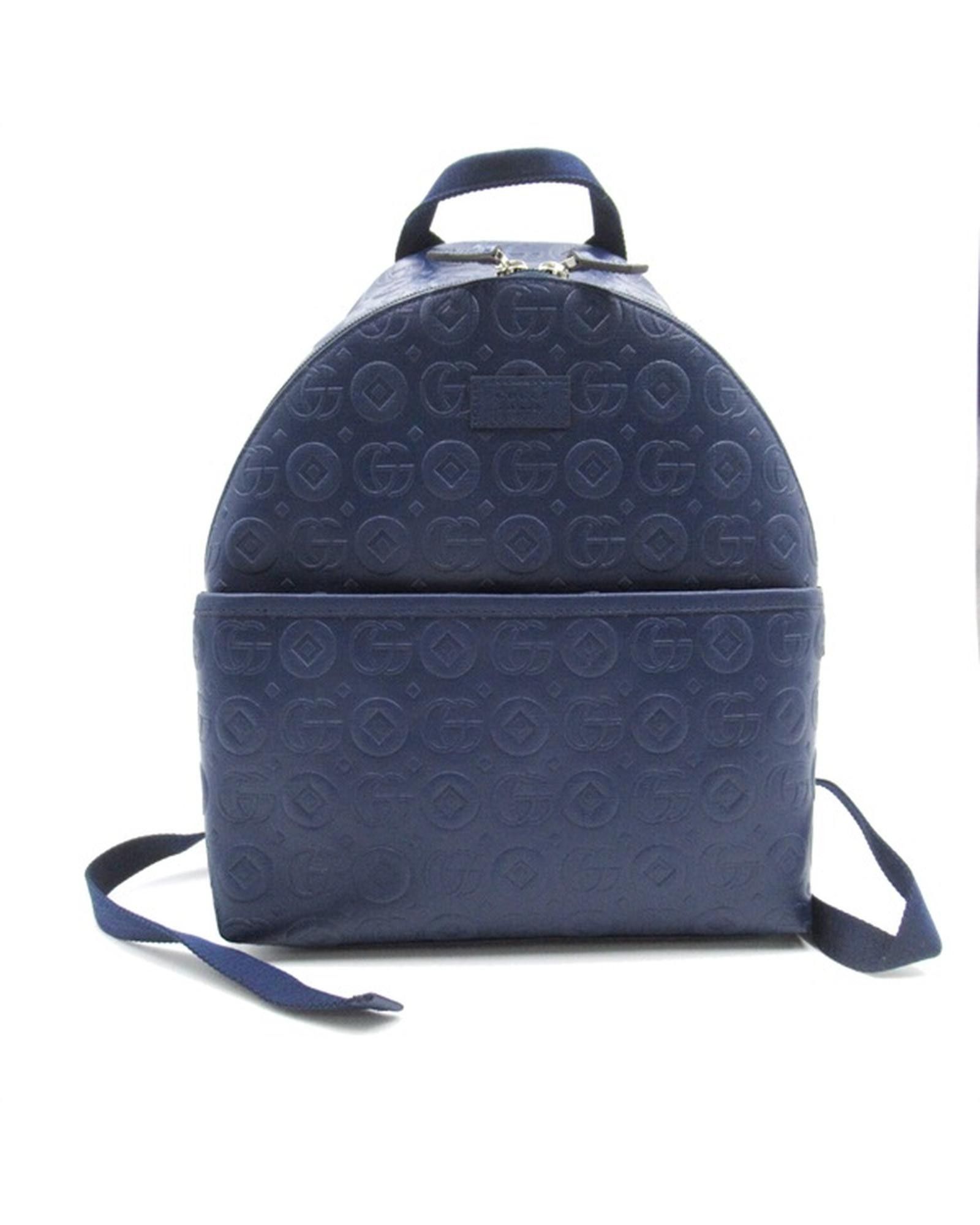 image of Gucci Embossed Logo Blue Kids Backpack In Excellent Condition