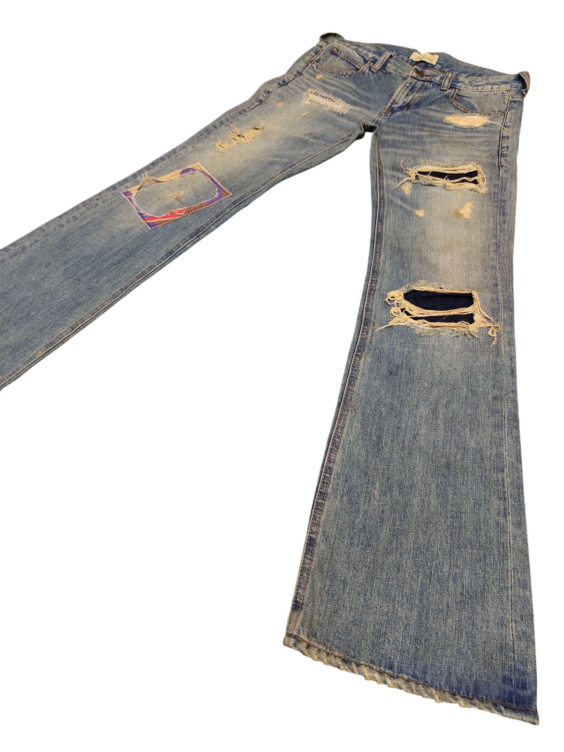 If Six Was Nine Flare Jeans Bonds & Peace Patchwork Distress Denim Bootcut Size US 31 - 1 Thumbnail