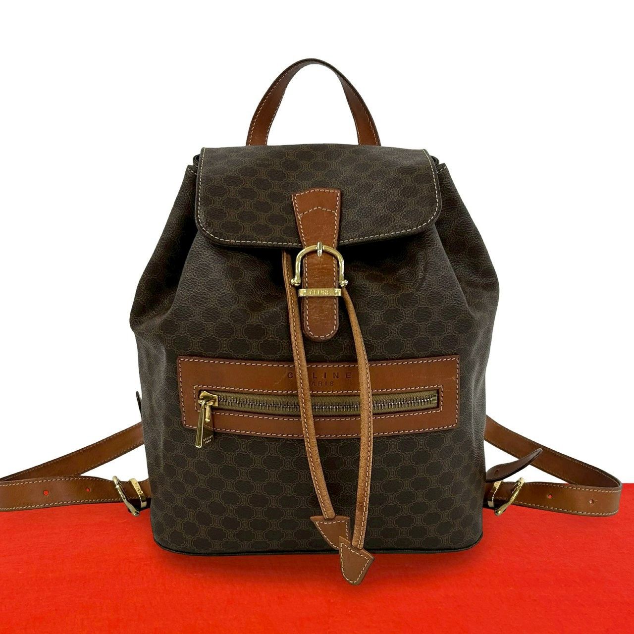 celine leather backpack New Red 5 In ( 42 cm) Reference Celine Celine Macadam Leather Backpack